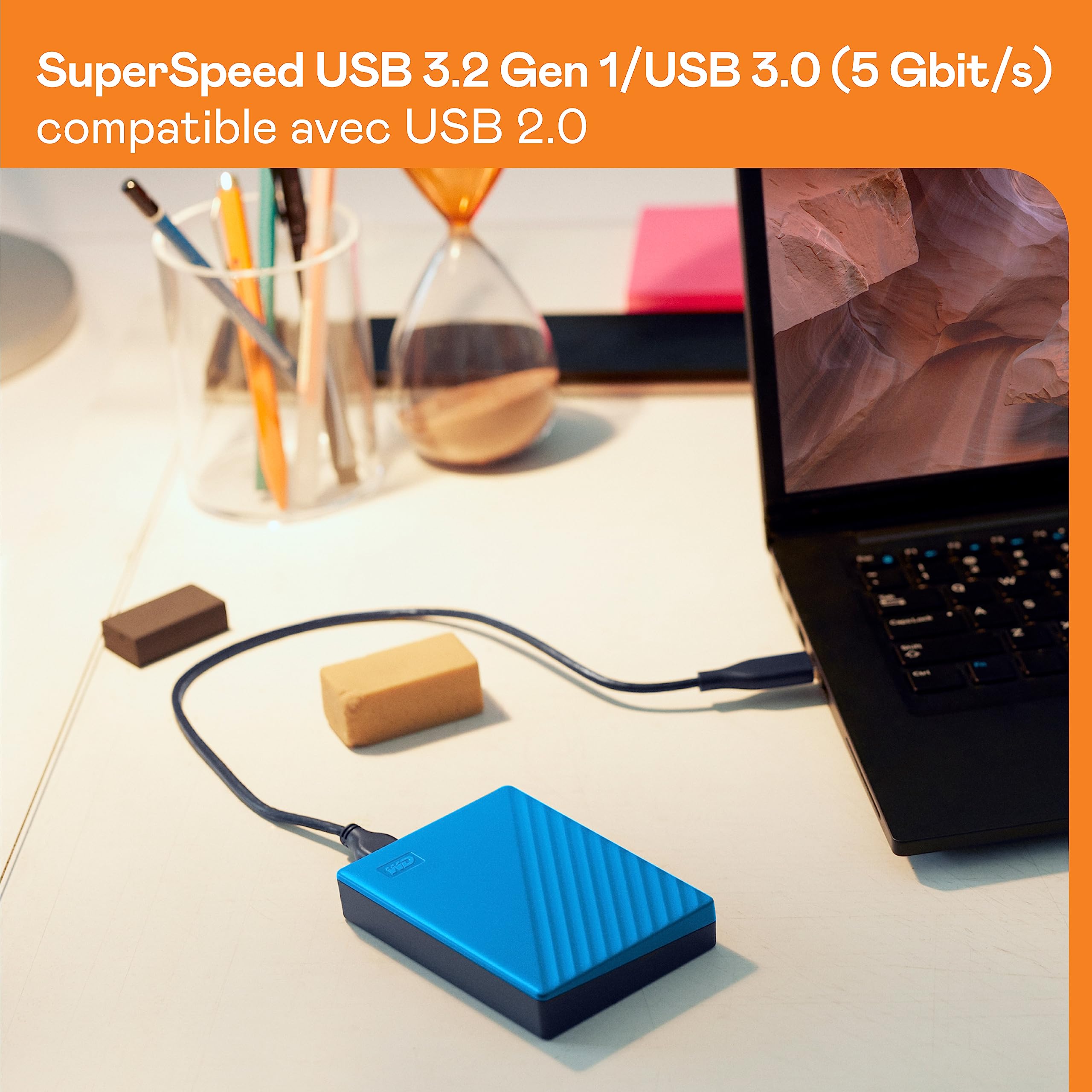 WD My Passport 4To portable HDD USB3.0 USB2.0 compatible Blue Retail
