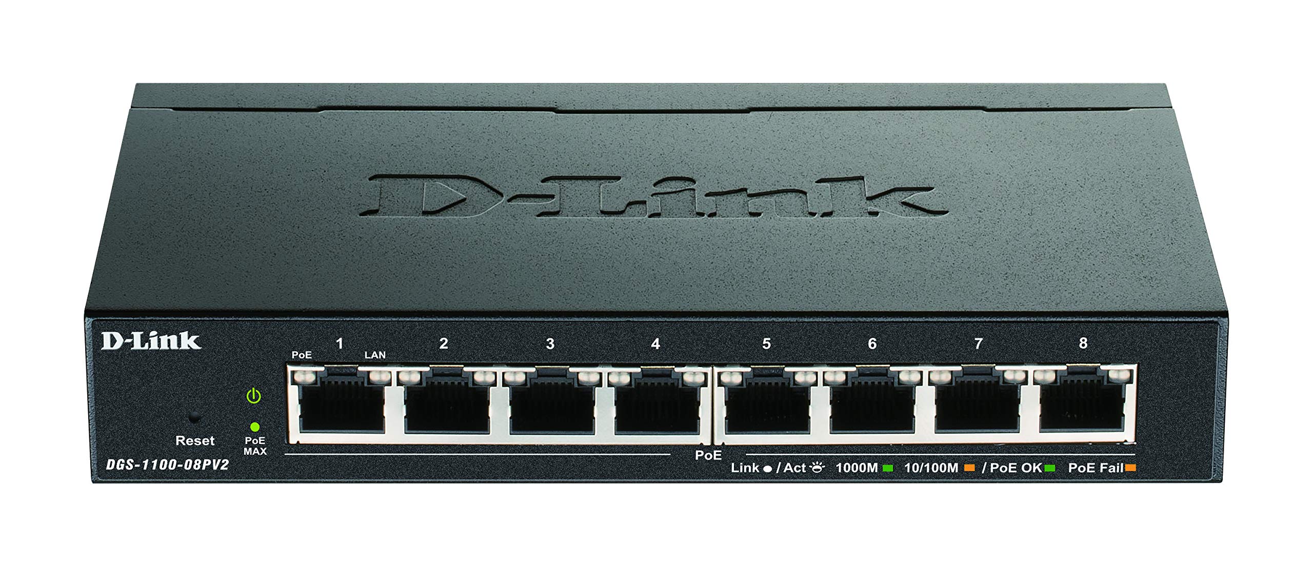 D-LINK 8-Port Layer2 PoE Smart Gigabit Switch 8x 10/100/1000Mbps TP RJ-45 PoE Port 802.3af/at Power-over-Ethernet up to 30 Watt