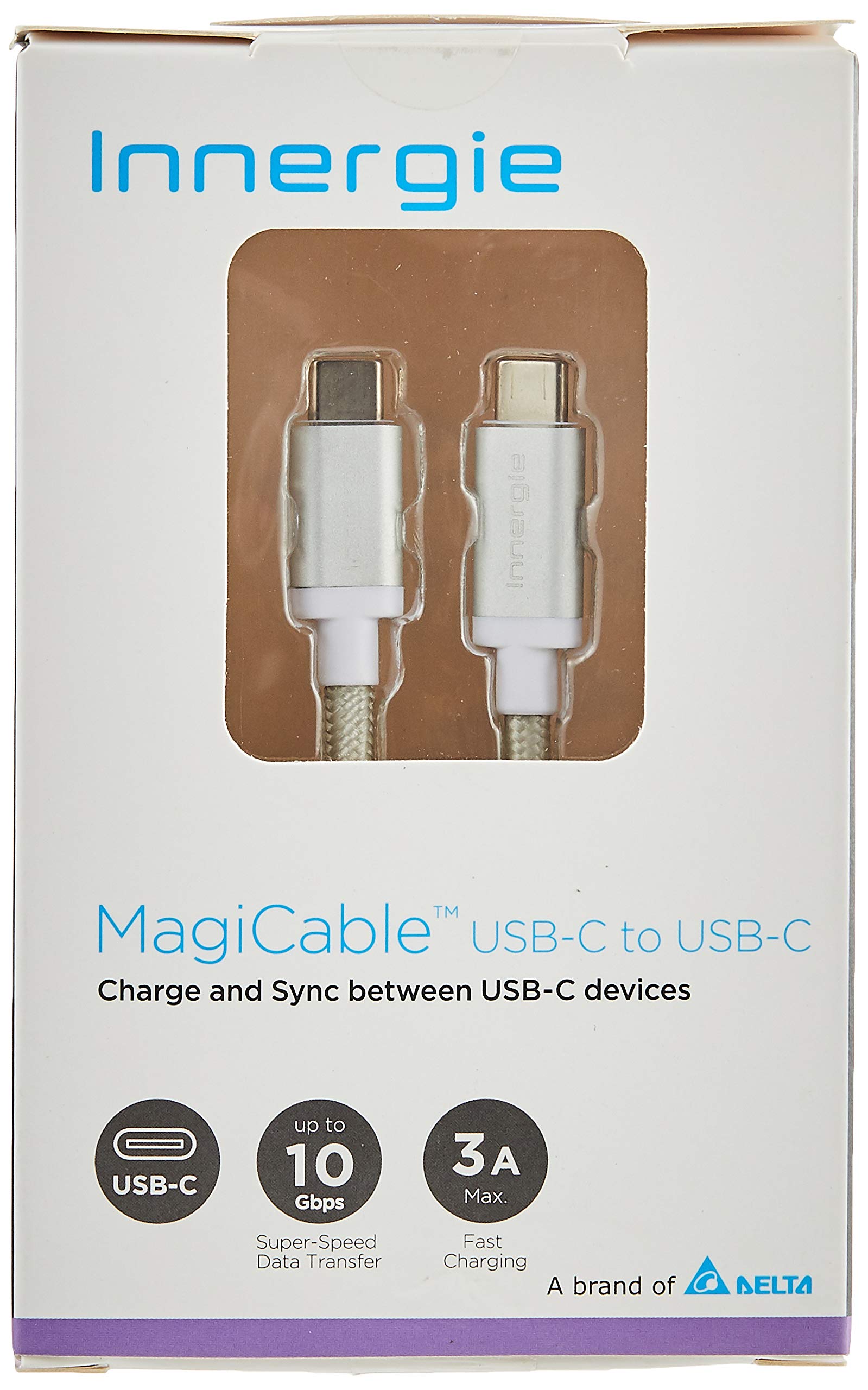 INNERGIE MagiCable USB-C vers USB-C 1m argent Charge et synchronise