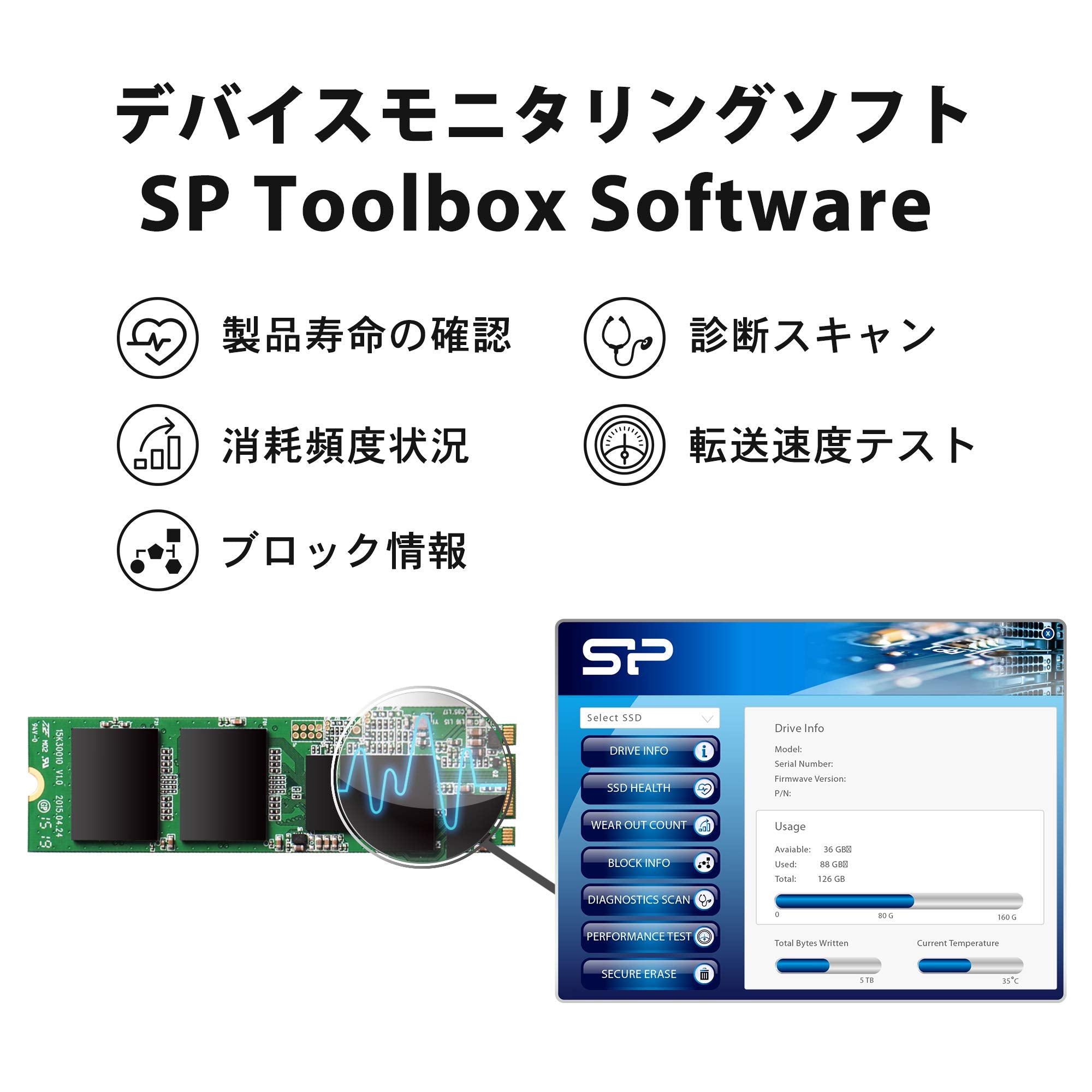 SILICON POWER SSD A55 128Go M.2 SATA 550/420 Mo/s