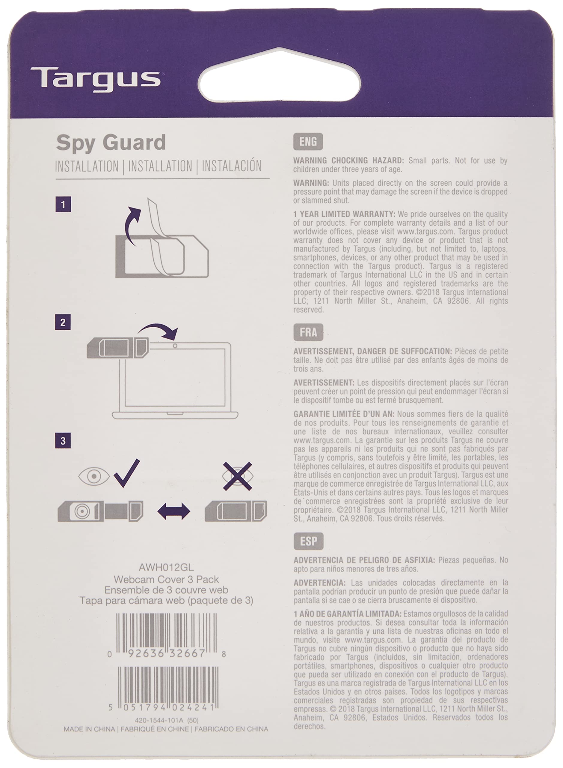 TARGUS Couvercle de caméra web  - Noir (pack de 3)