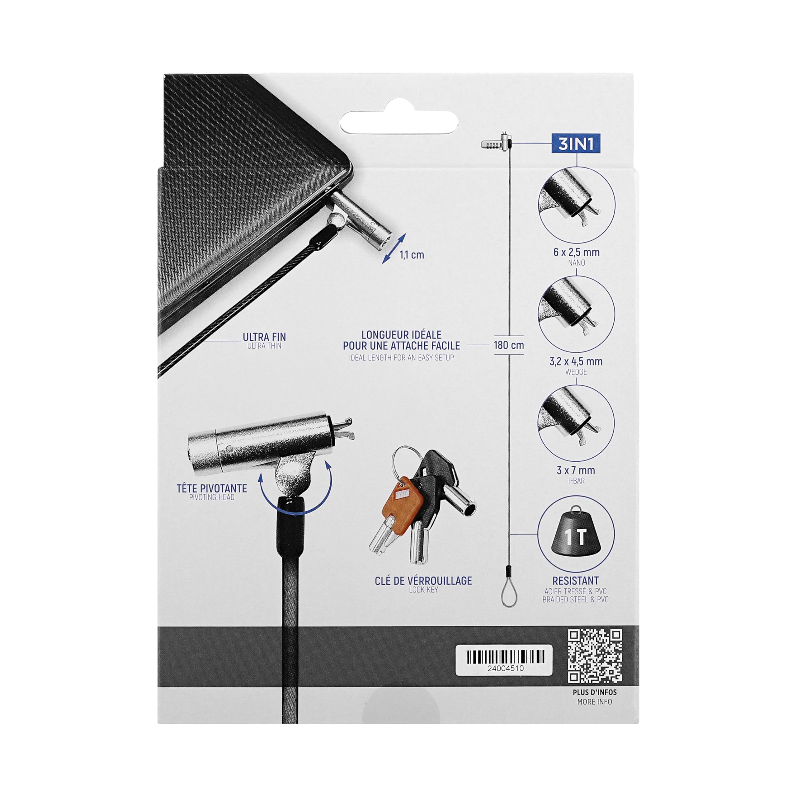 TNB 3in1 Keyed Cable Lock T-Bar Nano and Wedge Compatible