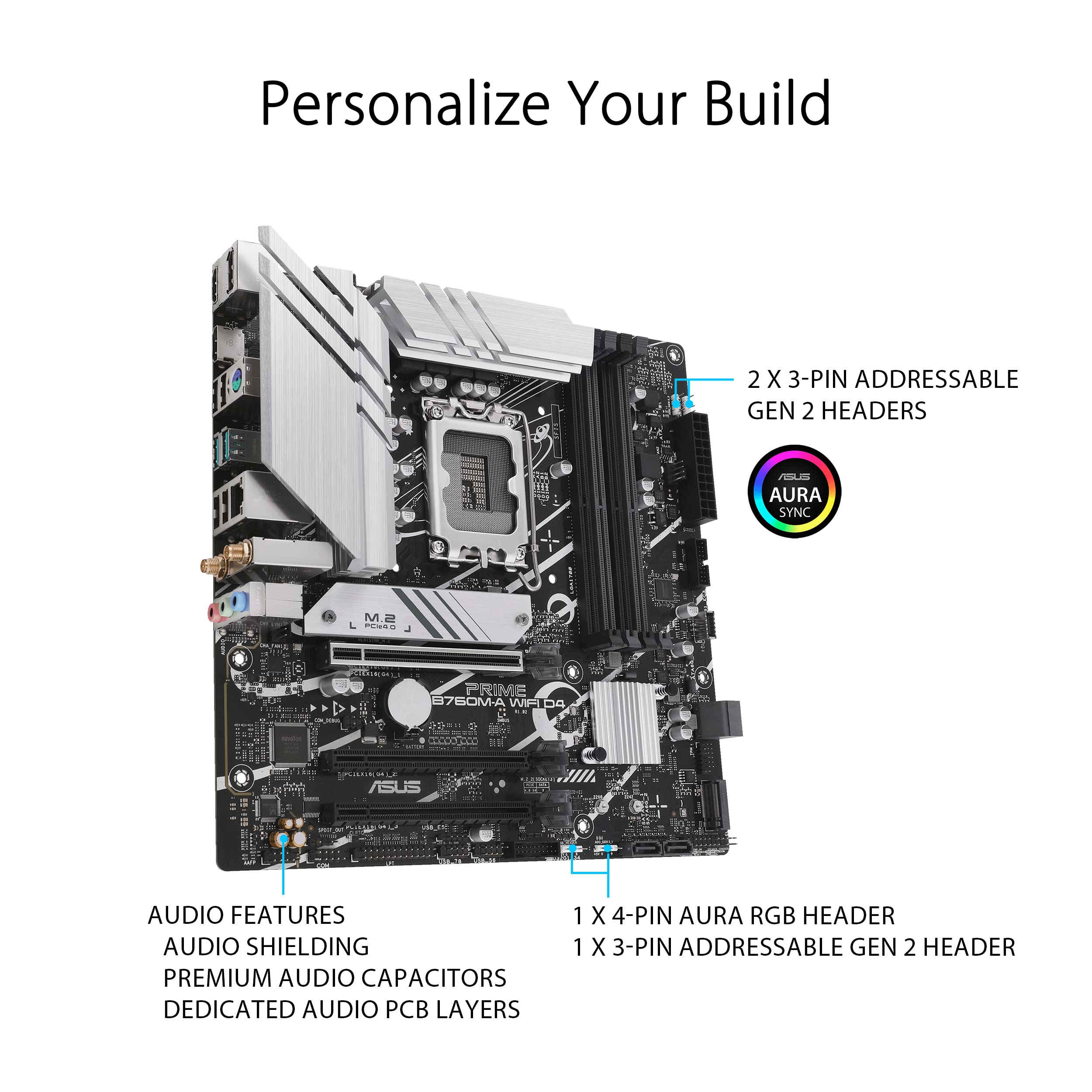 ASUS PRIME B760M-A WIFI D4 LGA 1700 4xDDR4 microATX 4xSATA MB 1xHDMI 2.1 1xDP 1.4 1xD-Sub 2xM.2