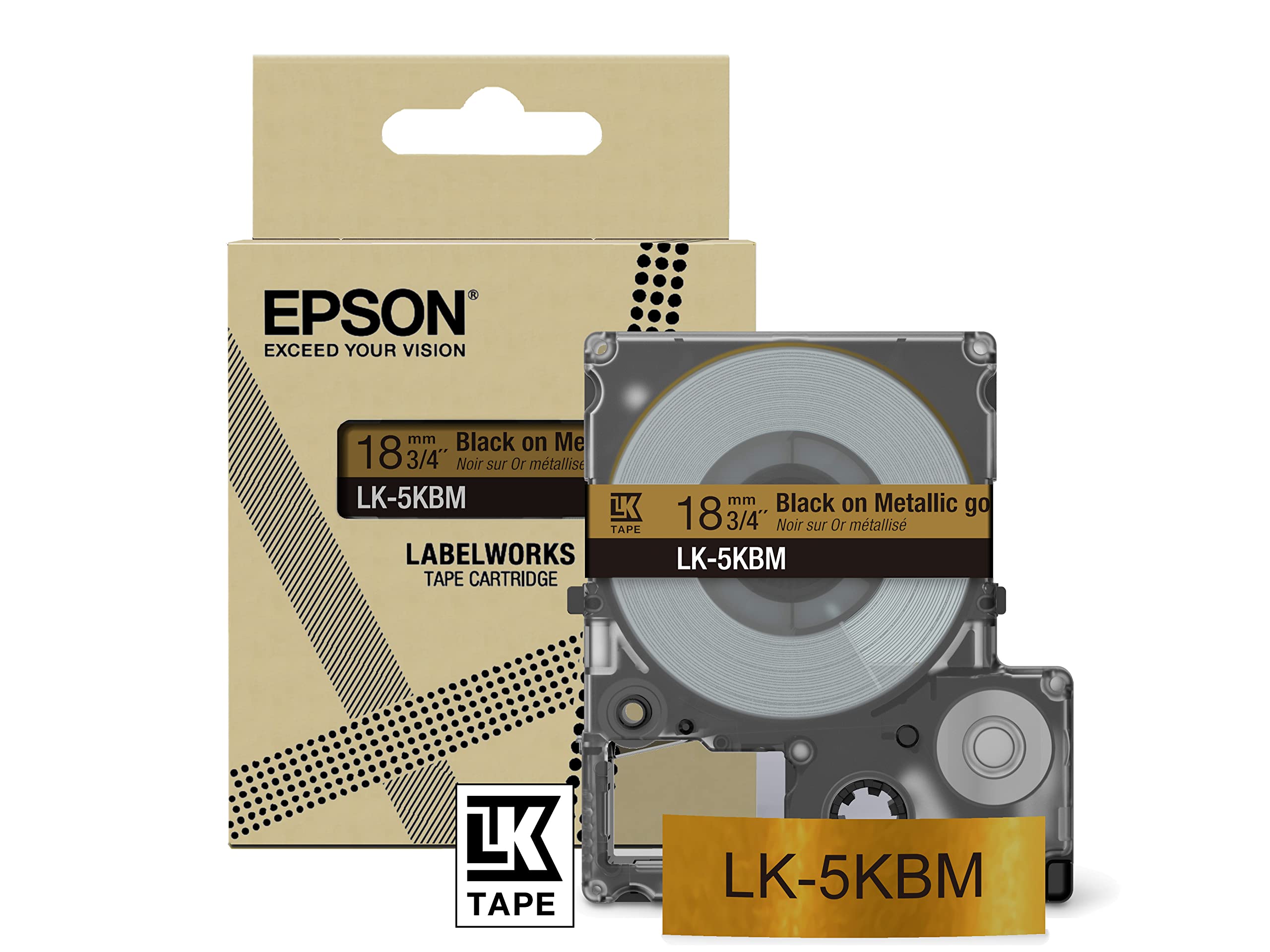 EPSON Metallic Tape Gold/Black 18mm 9m LK-5KBM
