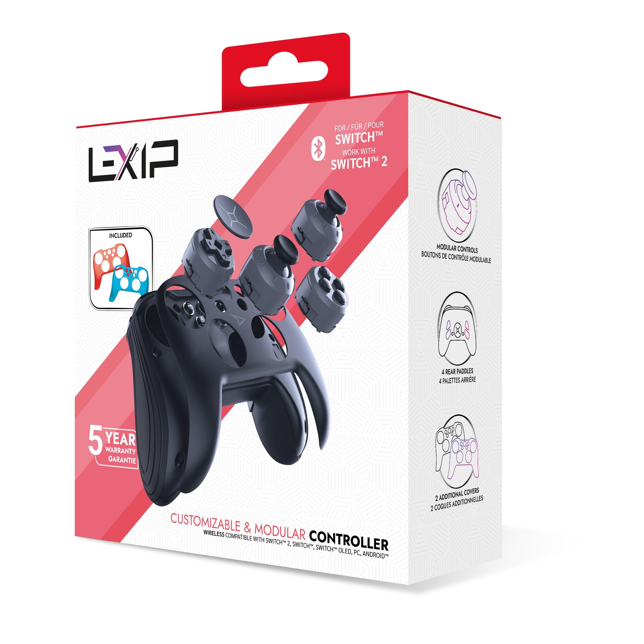 LEXIP X STEELPLAY Manette Sans-Fil Modulable avec 2 Coques SWITCH