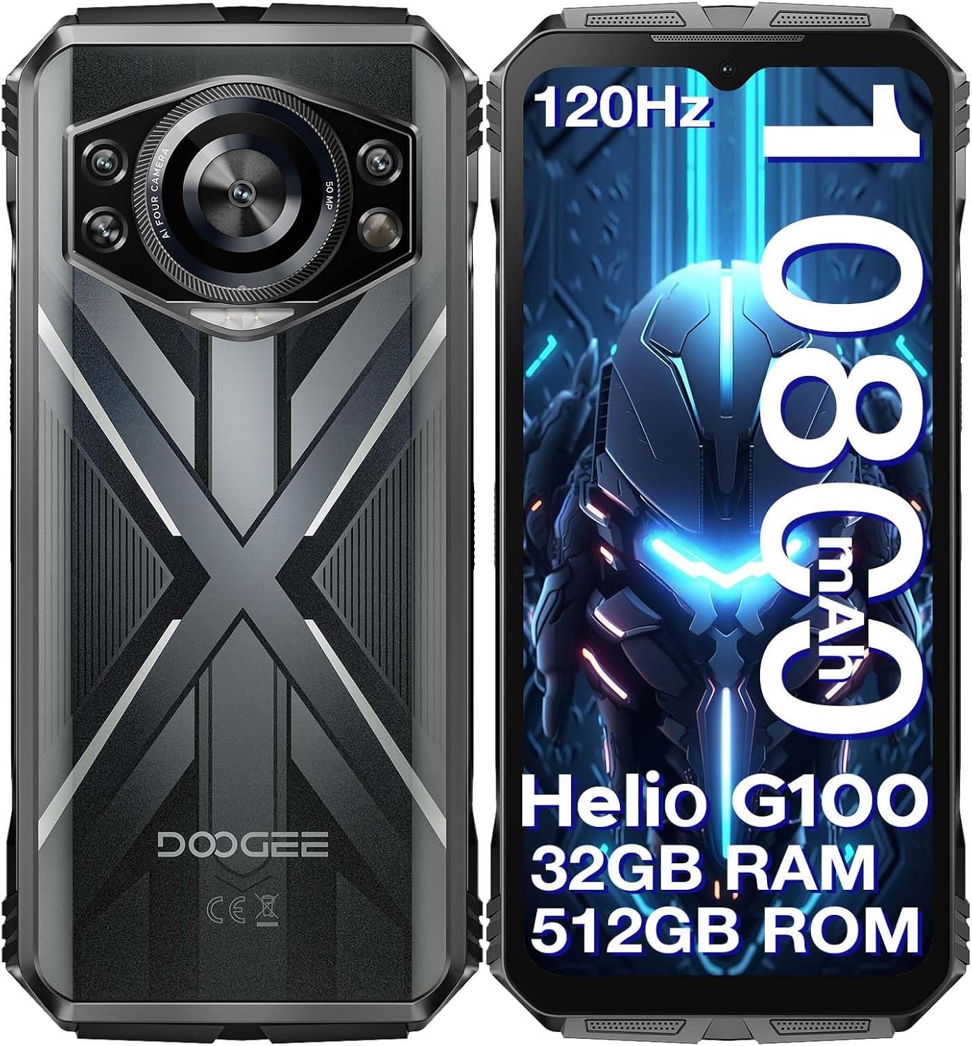 Doogee S Cyber Pro (NFC - 6.6'' - 512 Go, 12 Go RAM - 10 800 mAh) Argent