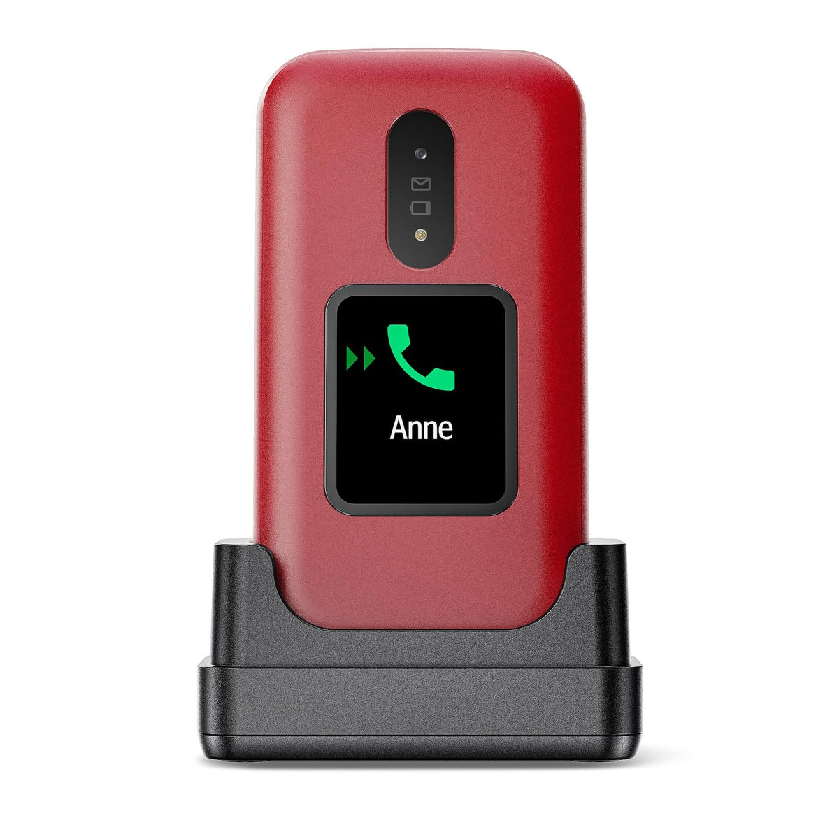 Doro 2880 4G (Clapet avec Socle de Charge, Double écran) Rouge / Blanc