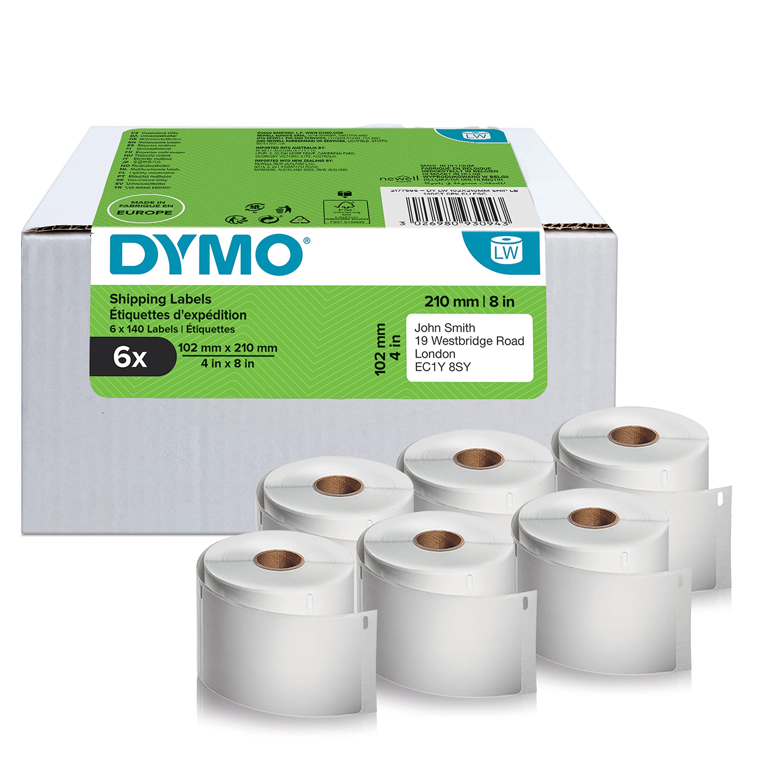 DYMO Etiquettes LabelWriter 6 x 140 étiquettes