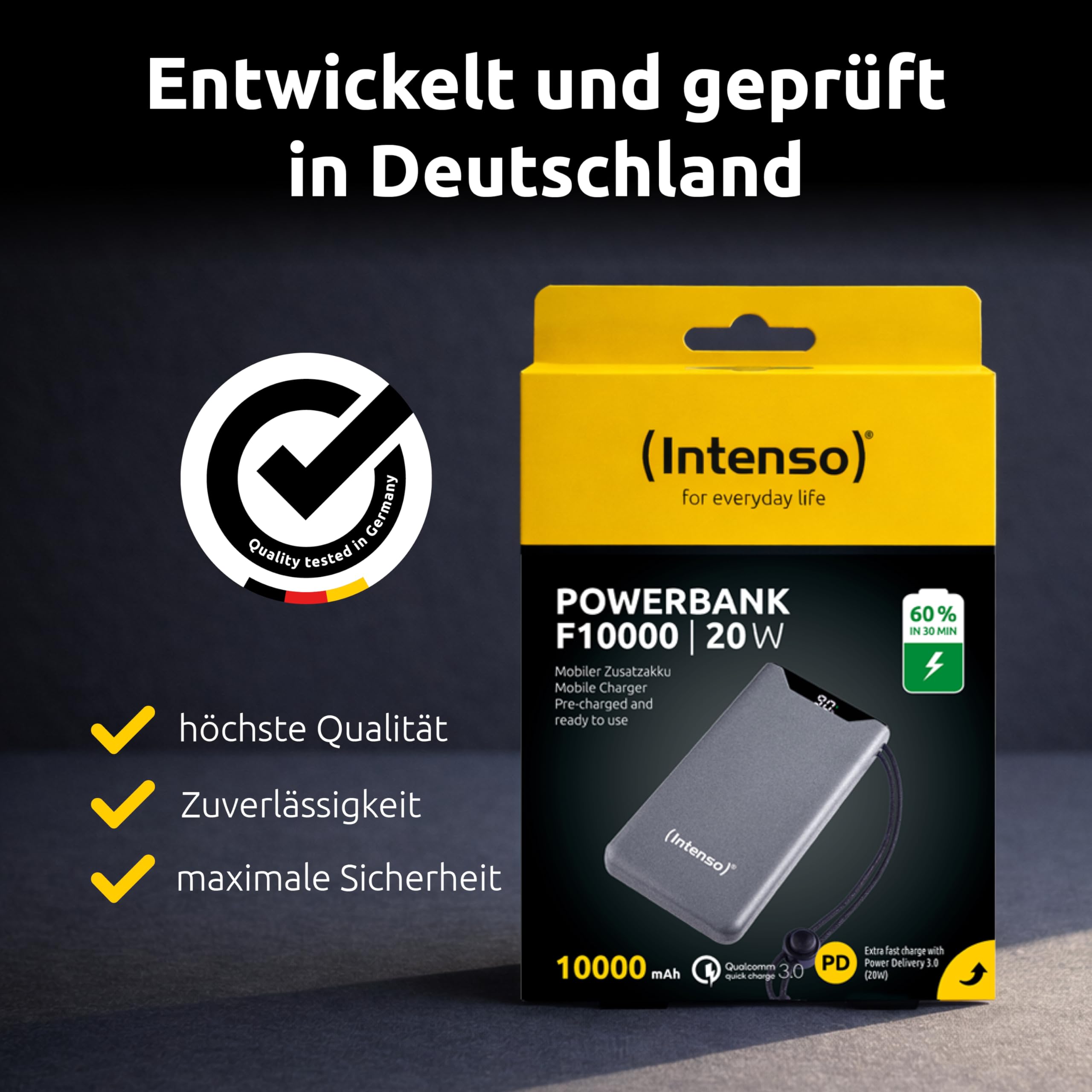 INTENSO Powerbank F10000, Power Delivery et Quick Charge, gr