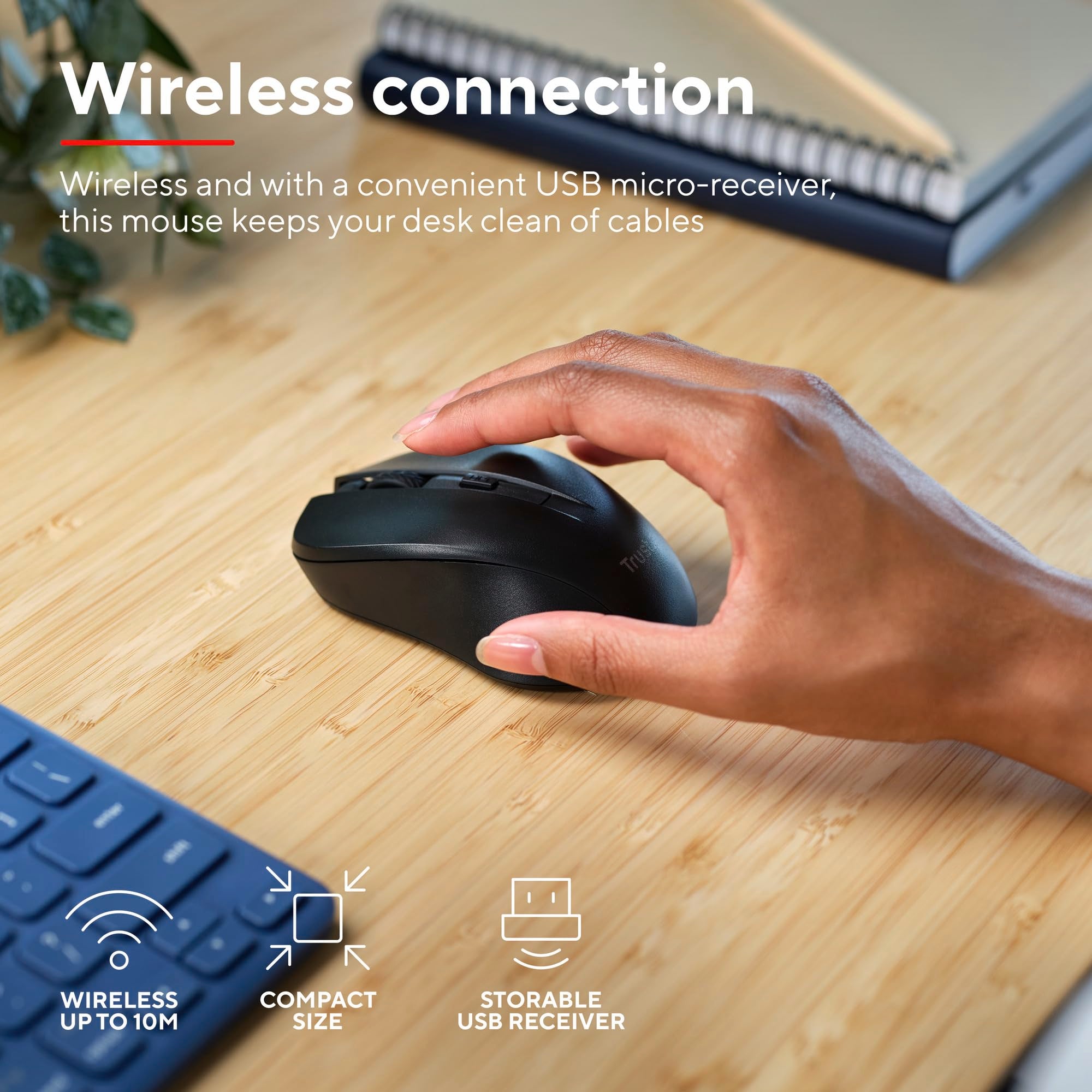 TRUST Souris sans fil silencieuse MYDO SILENT Noire - ECO