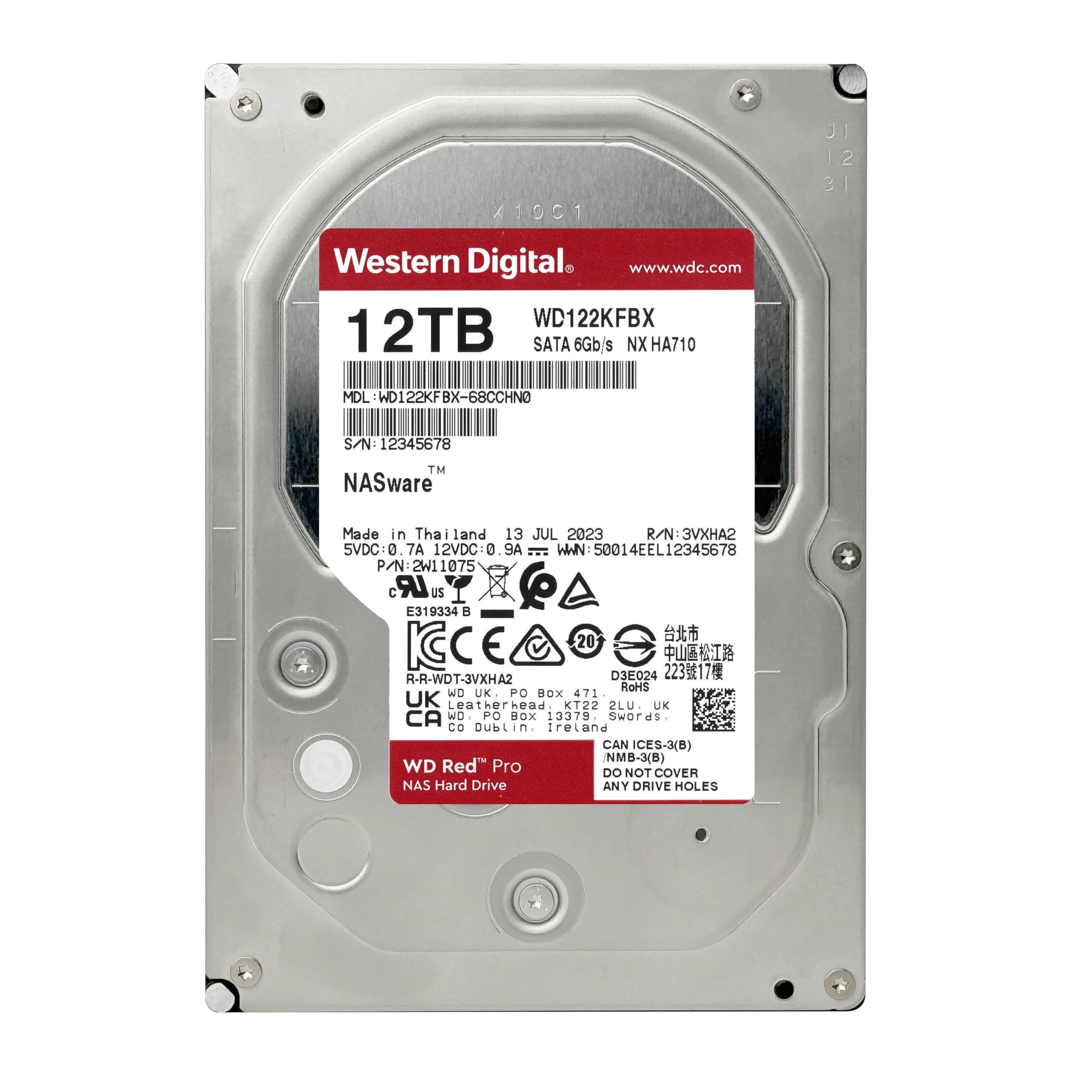 WD Red Pro 12To SATA 6Gb/s 512Mo Cache Internal 3.5p 24x7 7200tpm