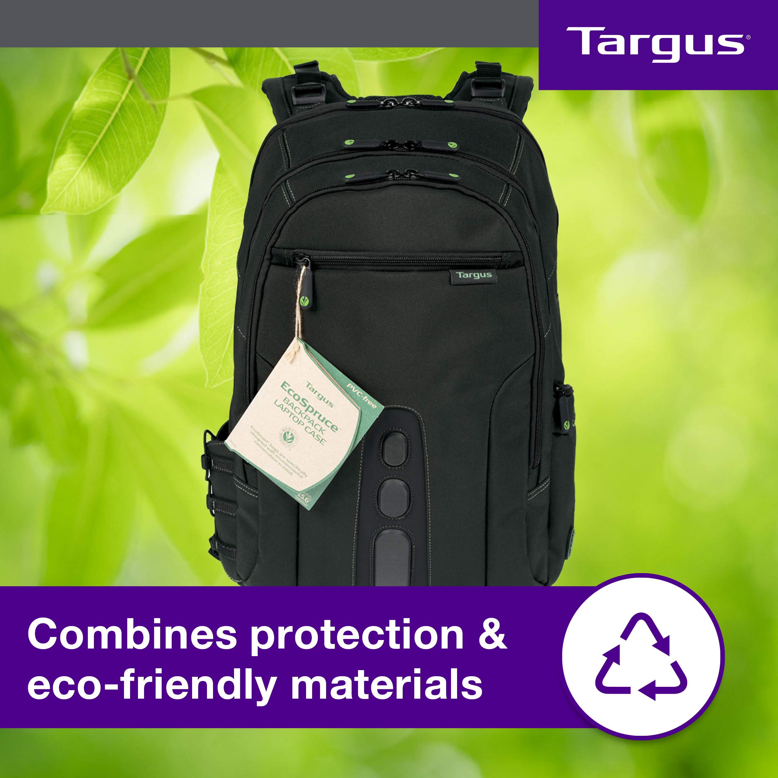 TARGUS Sac a Dos Jusqu a 15.6p ecologique noir Nylon Recycle P.E.T. 900D garantie a vie