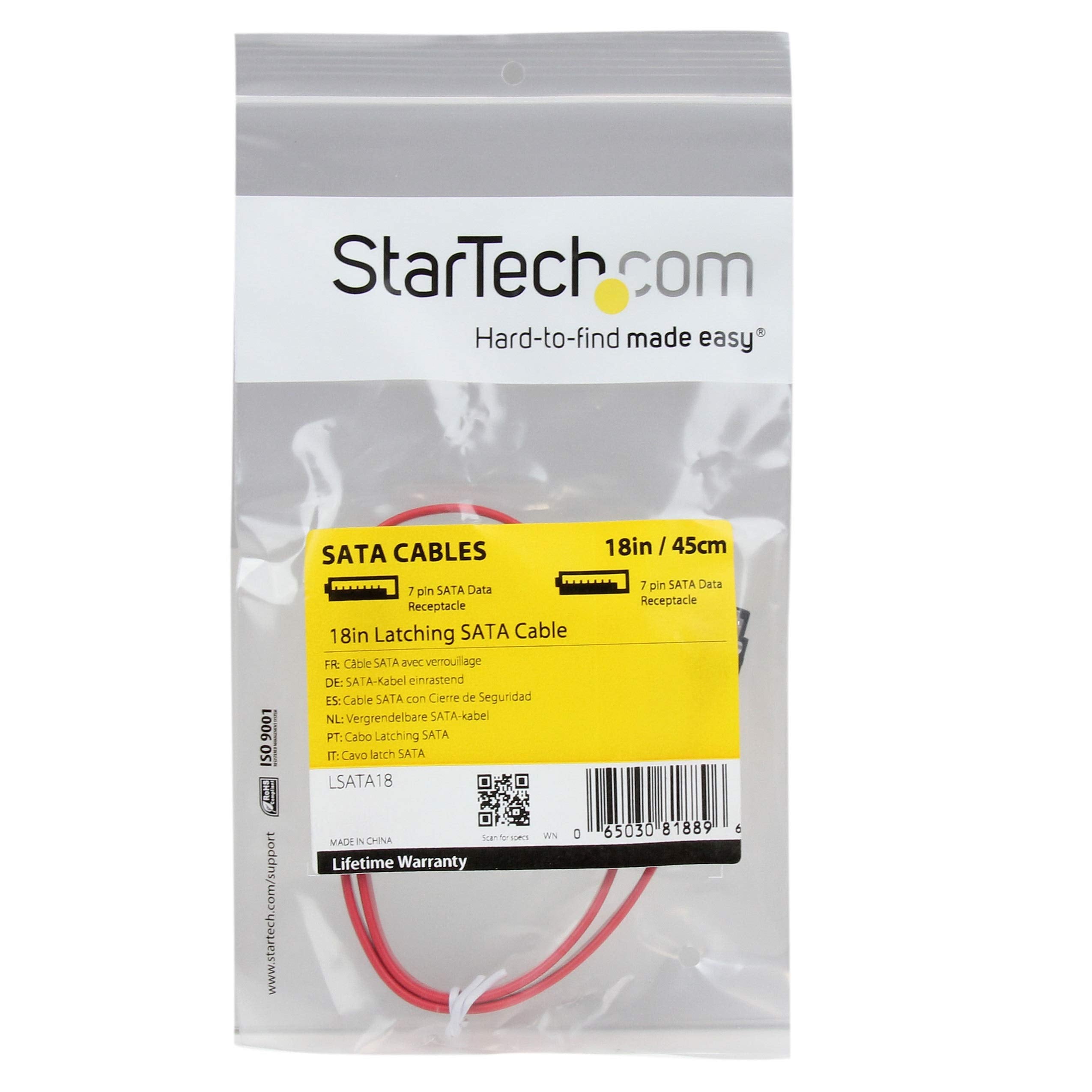 18in Latching SATA Cable