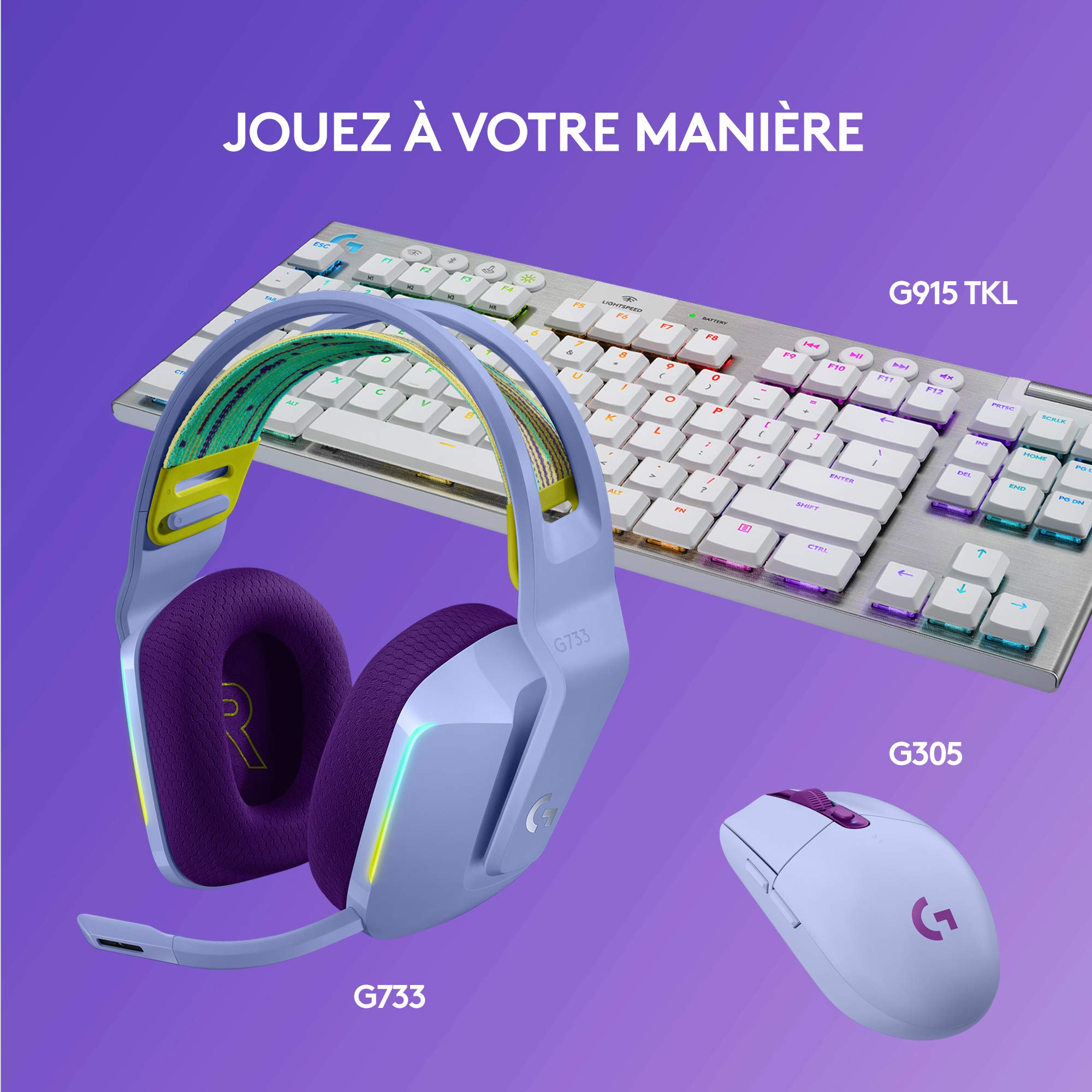 LOGITECH G G733 LIGHTSPEED Wireless RGB Gaming Headset Headset full size 2.4 GHz wireless lilac