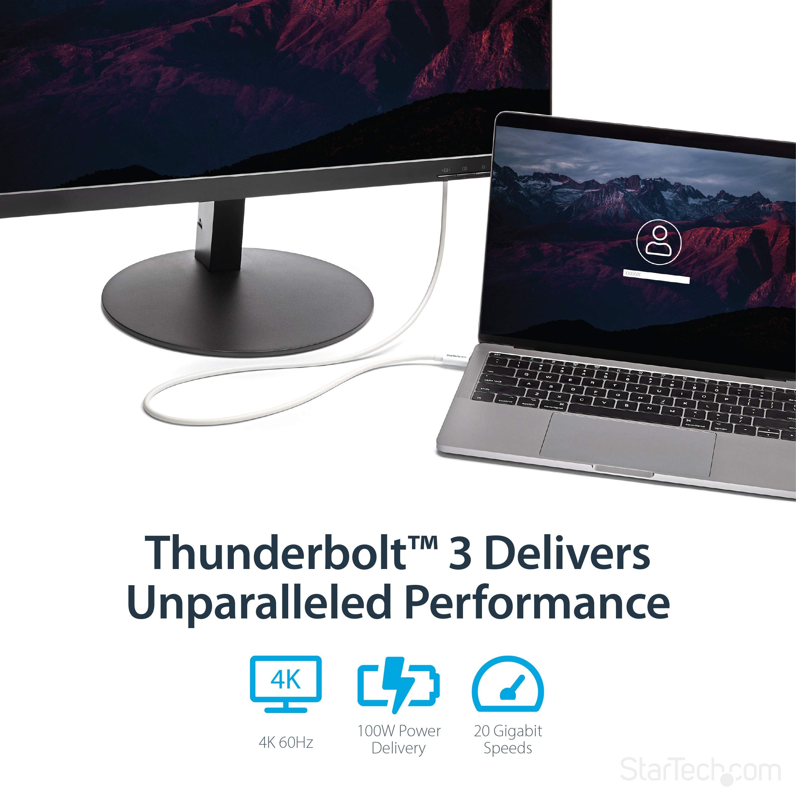 2m Thunderbolt 3 Cable 20Gbps - White