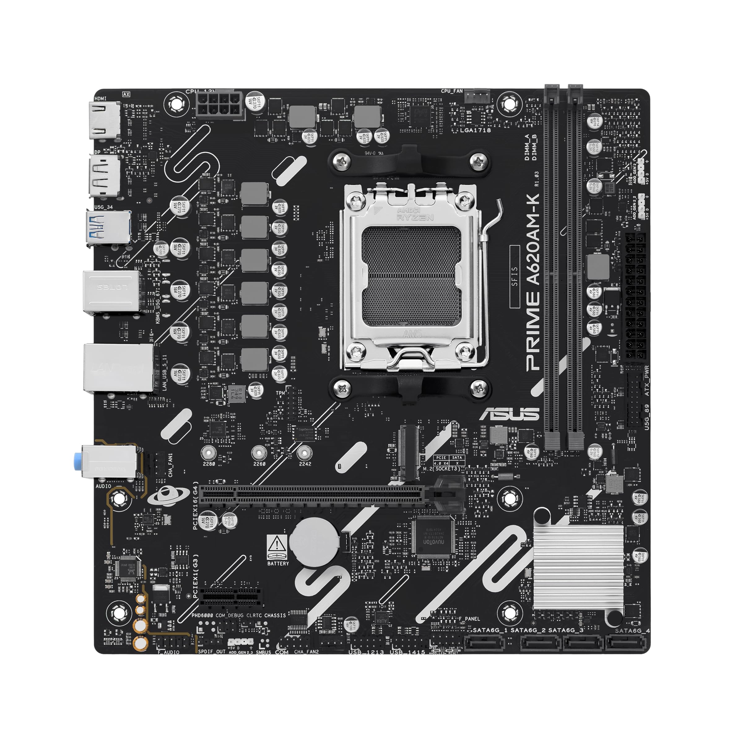 ASUS AMD A620A mATX motherboard 2xDDR5 1xHDMI 2.1 1xDP 1.4 1xM.2 4xSATA