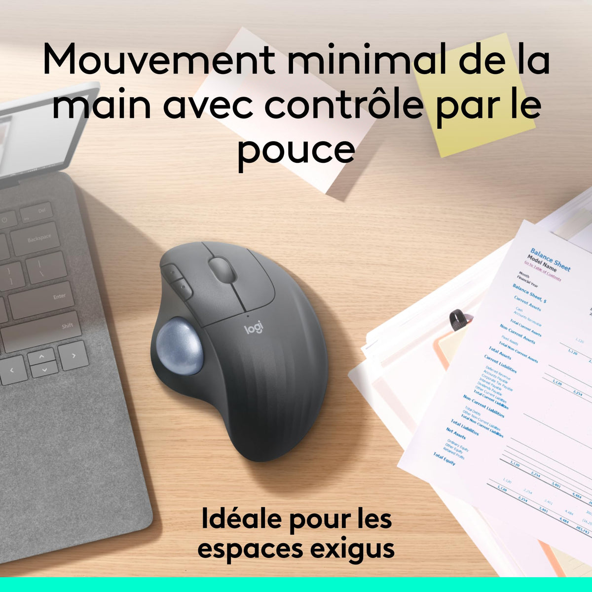 LOGITECH ERGO M575 for Business Trackball right-handed optical 5 buttons wireless Bluetooth Bolt USB receiver graphite