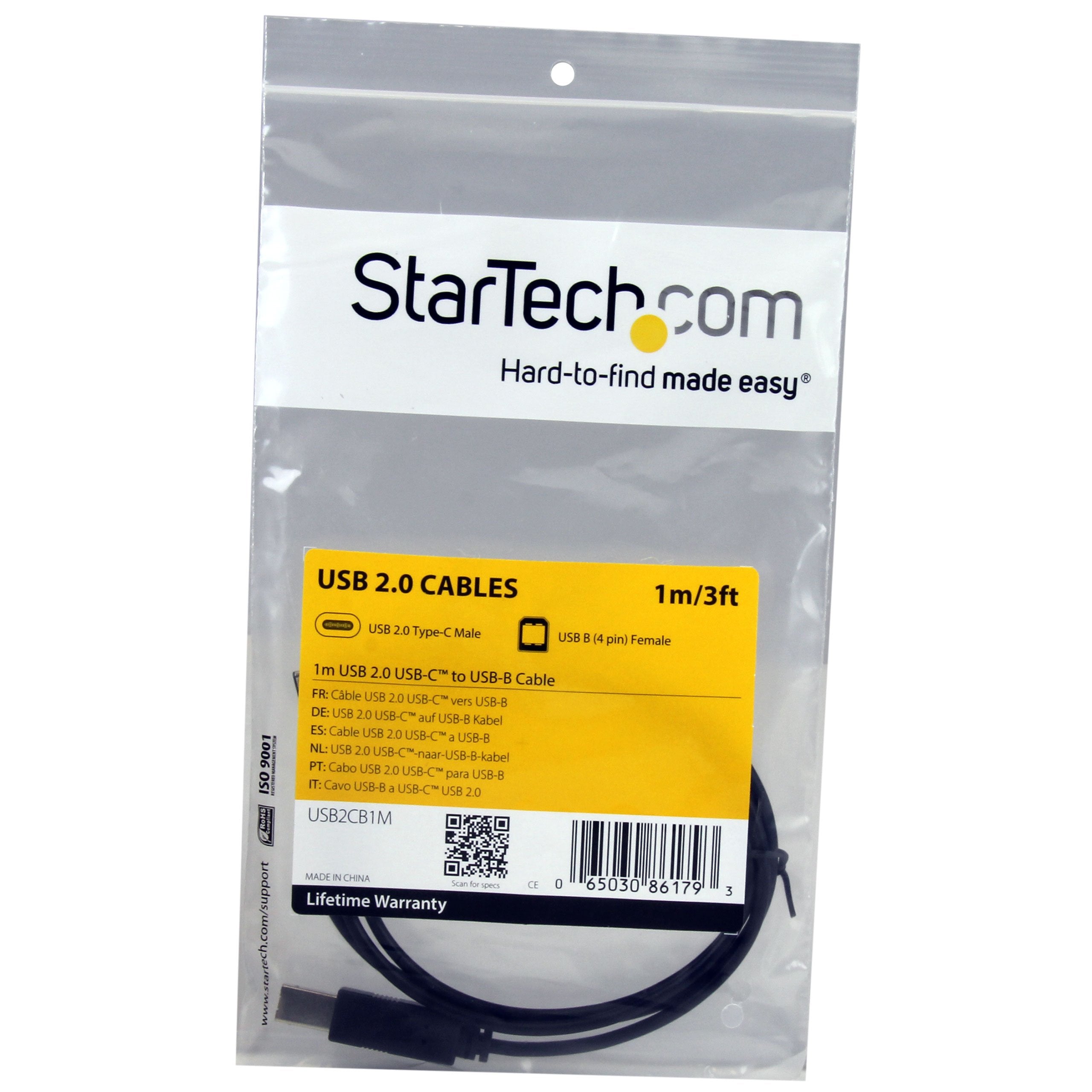 1m USB C to USB B Printer Cable USB 2.0