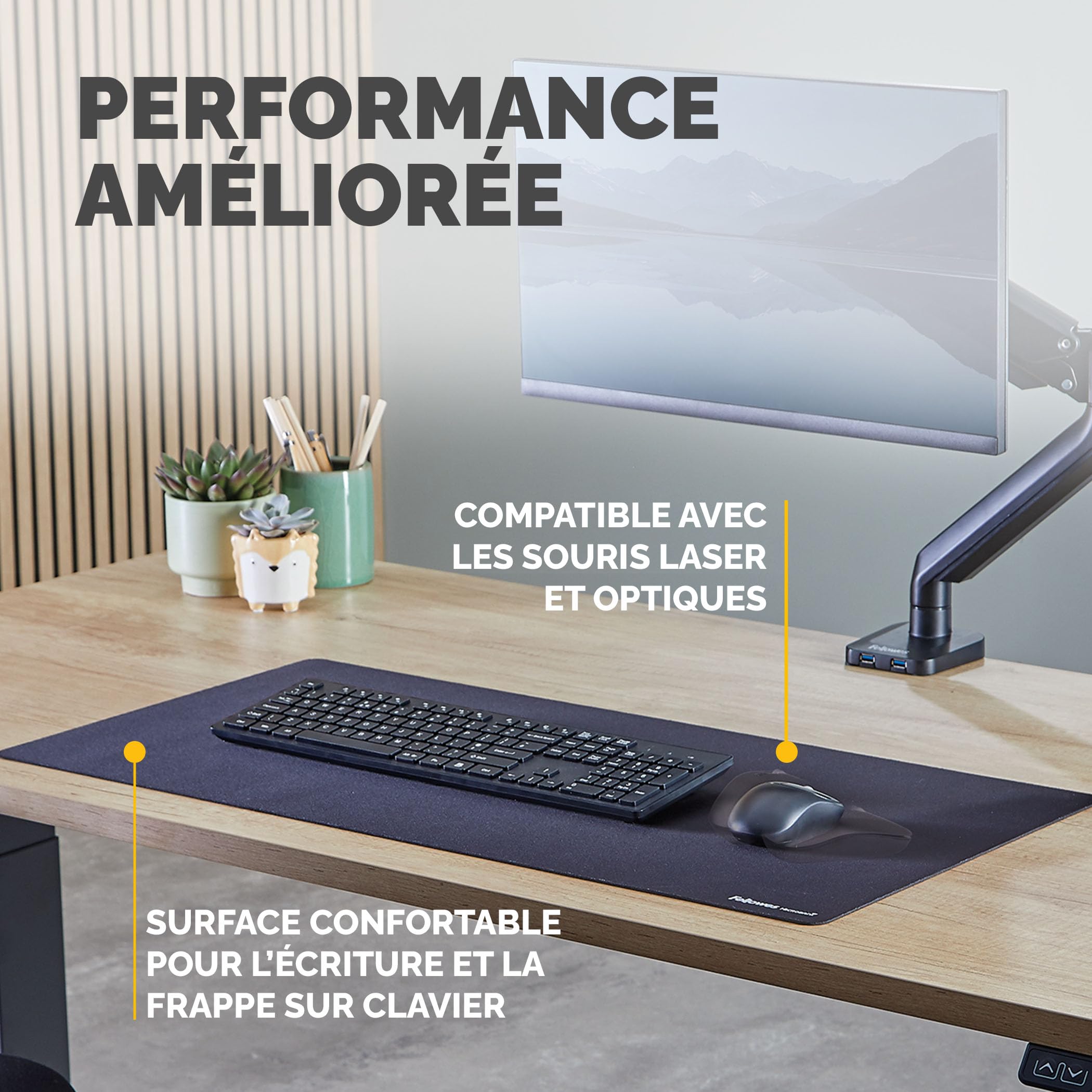 FELLOWES TAPIS SOUS MAIN DE BUREAU NOIR
