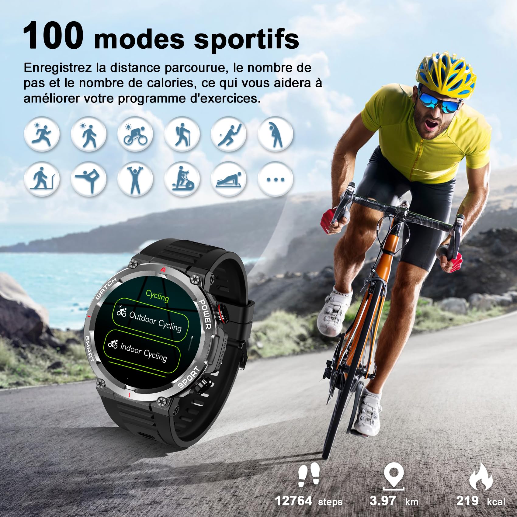 Blackview W50 (Montre Connectée - 1.39'' - Microphone intégré) Noir