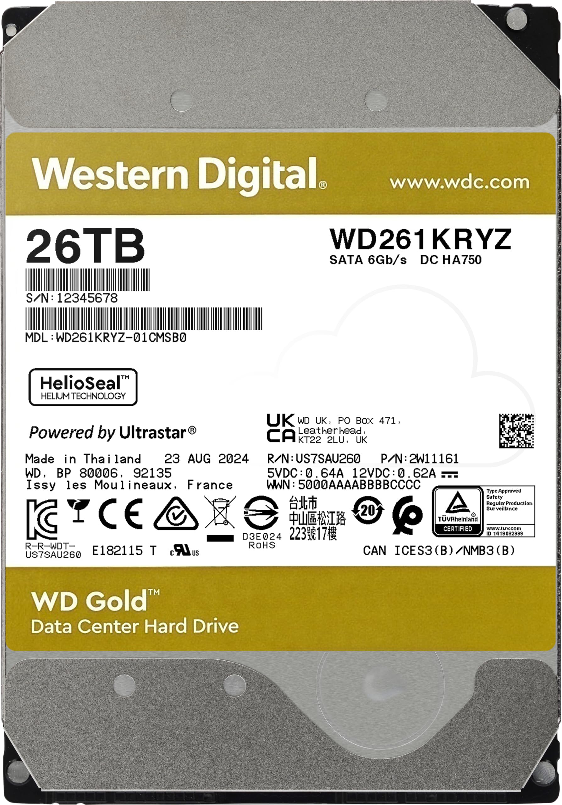 WD Gold 26To SATA 6Gb/s 3.5p
