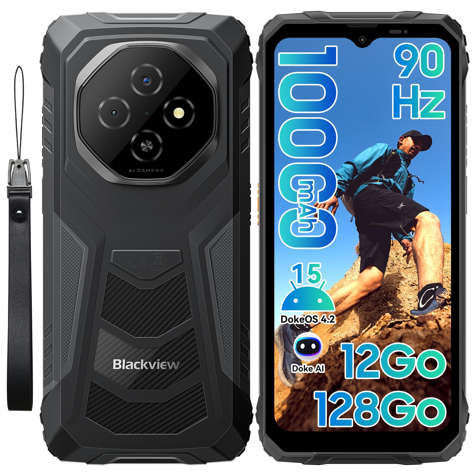 Blackview FORT 1 (6.56'' -  NFC - 128 Go, 4 Go de RAM - 10000mAh) Noir
