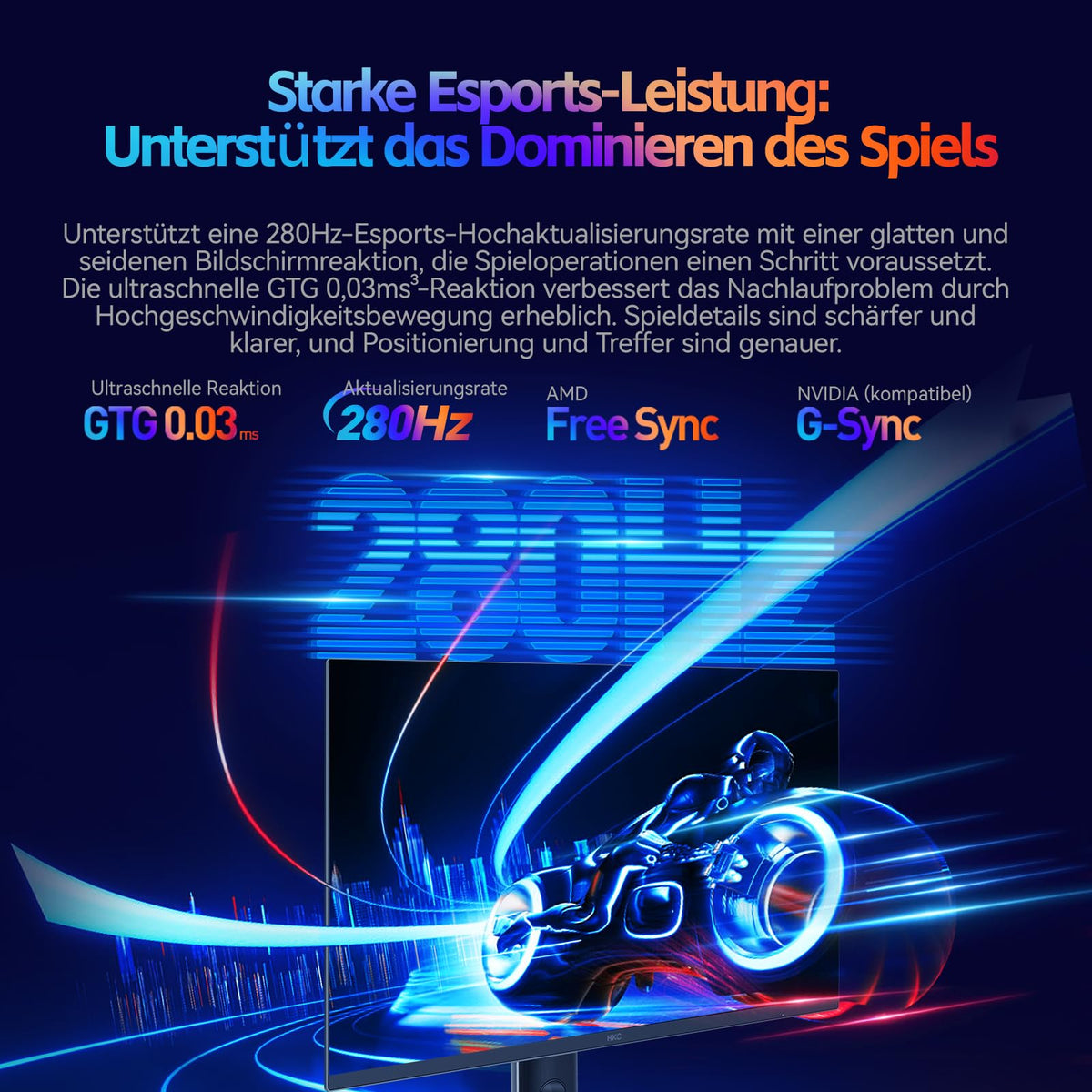 Ecran 27 HKC GS27QTS gaming 2560x1440 OLED 16:9 280Hz 1500000:1 0.03ms 250cd/m