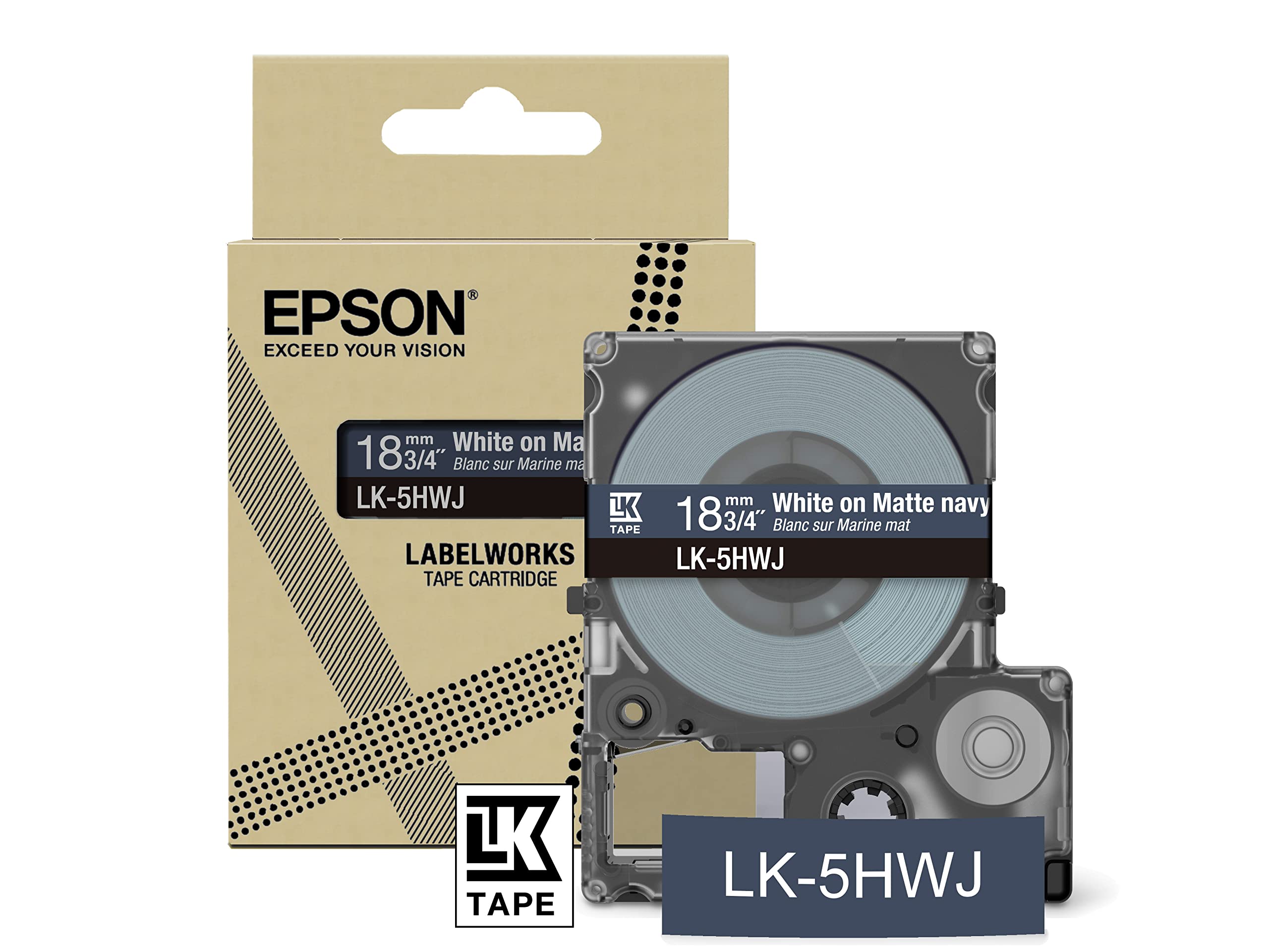 EPSON Matte Tape Navy/White 18mm 8m LK-5HWJ