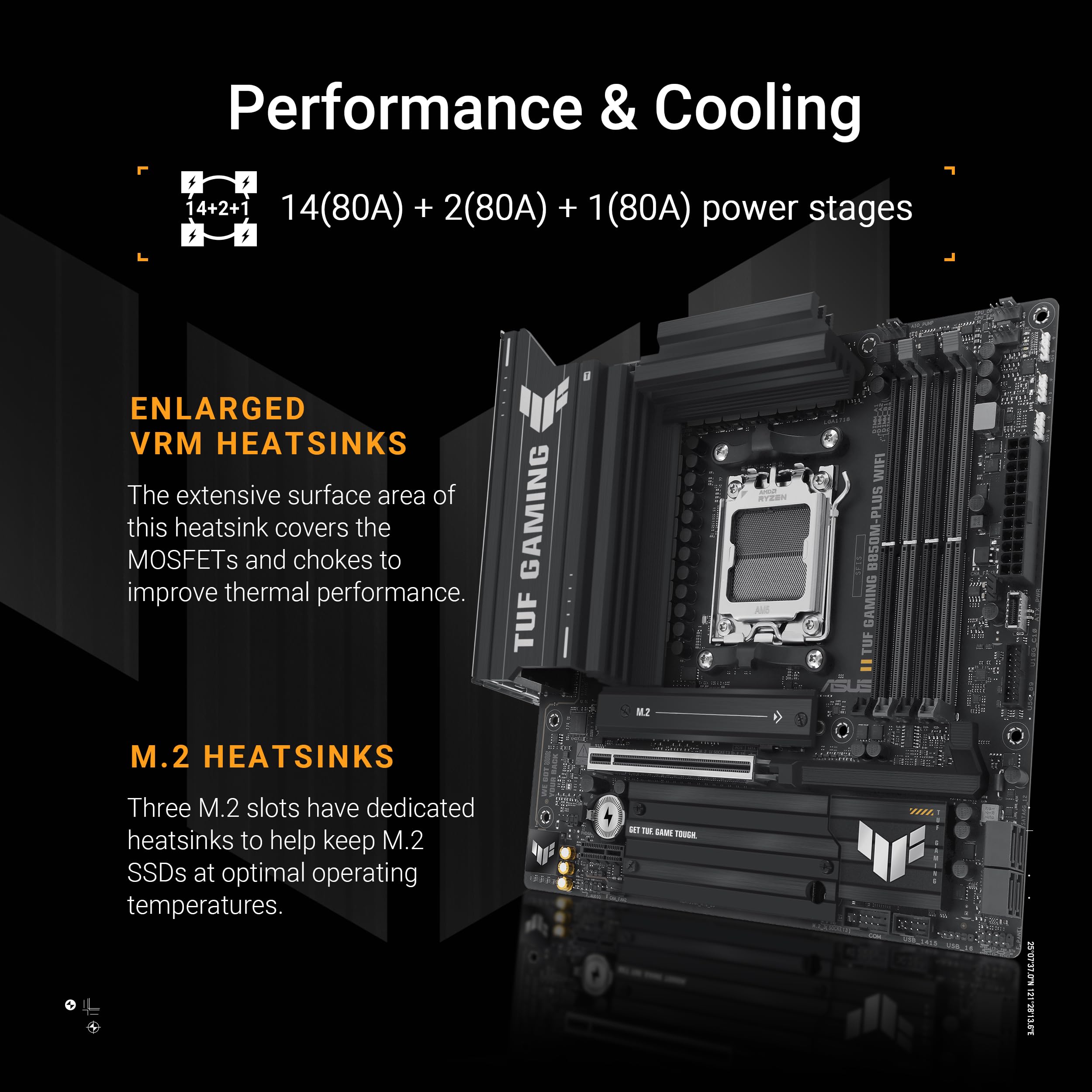 ASUS TUF GAMING B850M-PLUS WIFI AM5 DDR5 micro ATX MB 1xHDMI 1xDP 3xM.2 4xSATA