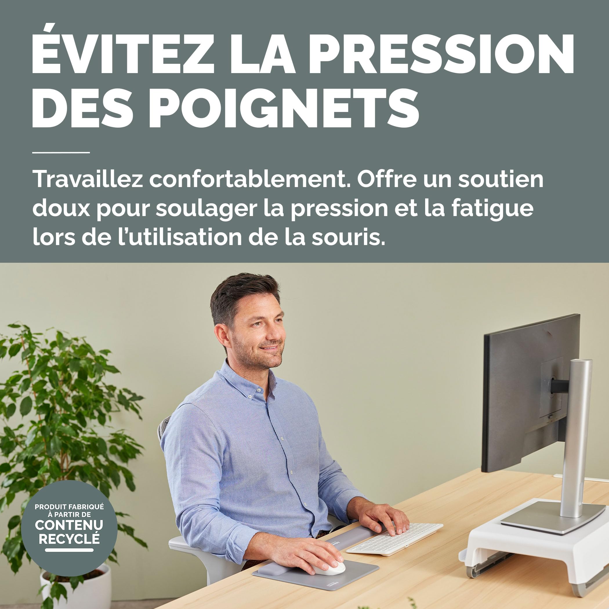 FELLOWES Tapis de souris repose-poignets Breyta GRIS