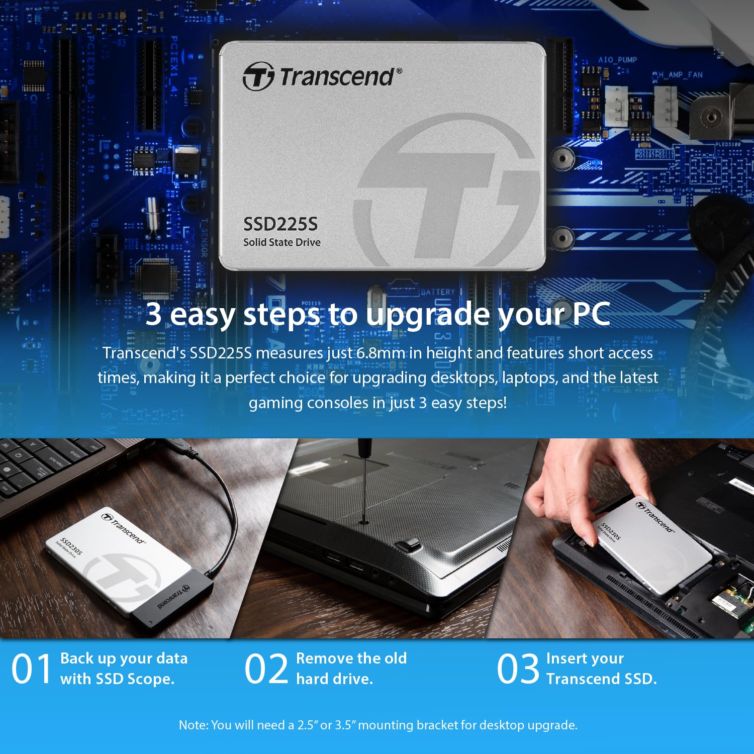 TRANSCEND 250Go 2.5p SSD SATA3 3D TLC