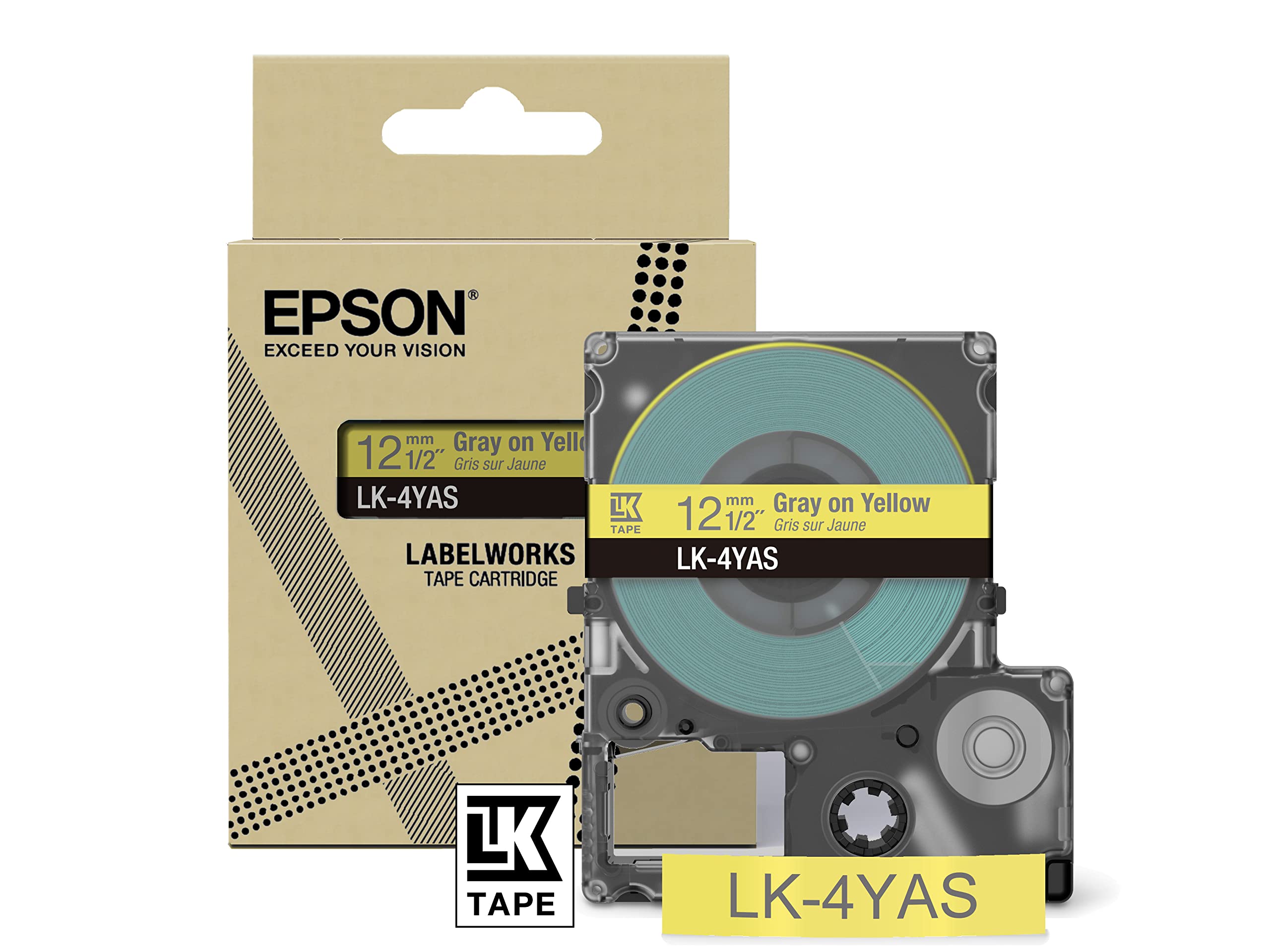 EPSON Colour Tape Yellow/Grey 12mm 8m LK-4YAS