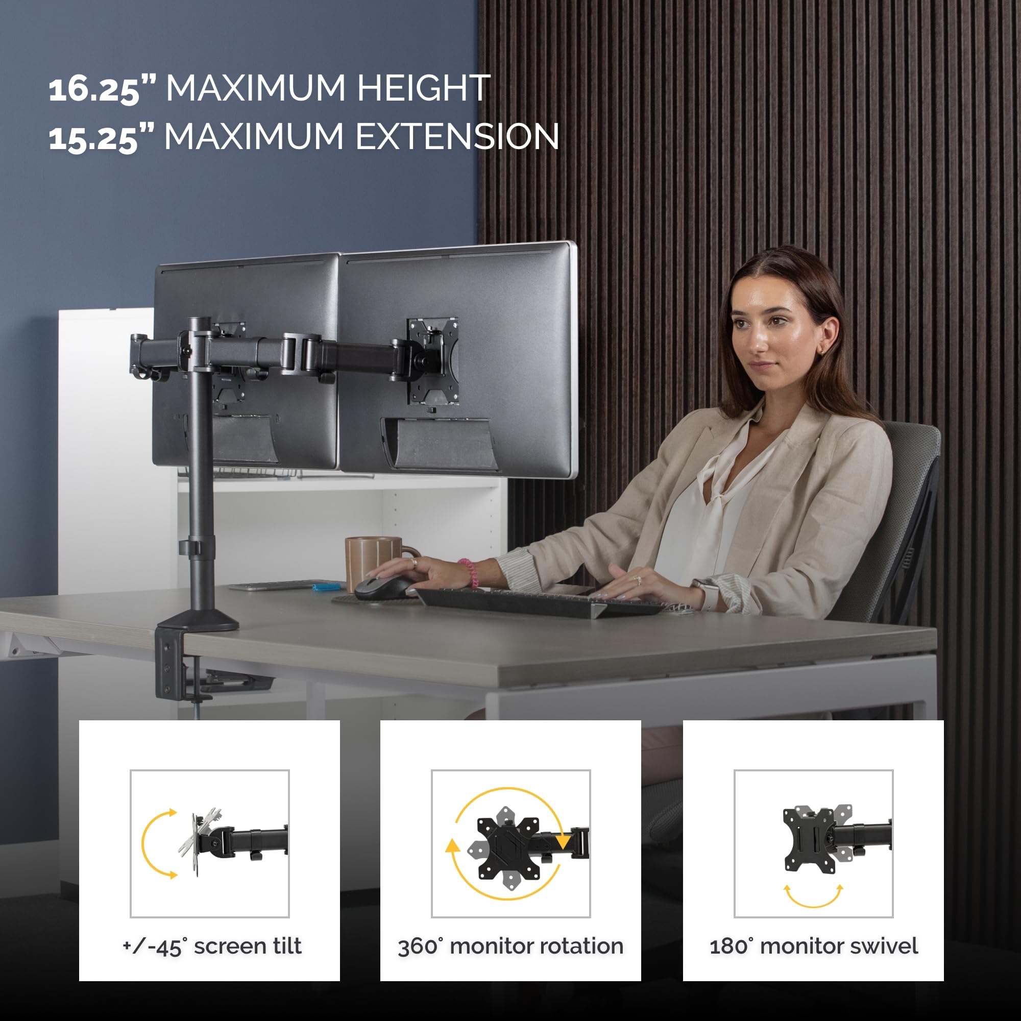FELLOWES Bras porte-écran double - Reflex
