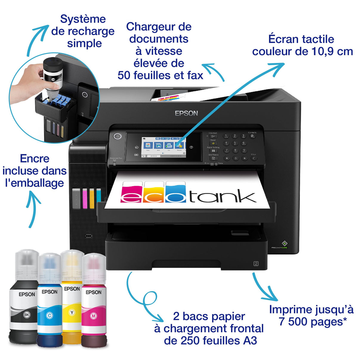 EPSON EcoTank ET-16655 MFP colour inkjet ITS A3 25ppm Print 550sheets USB LAN Wi-Fi Black