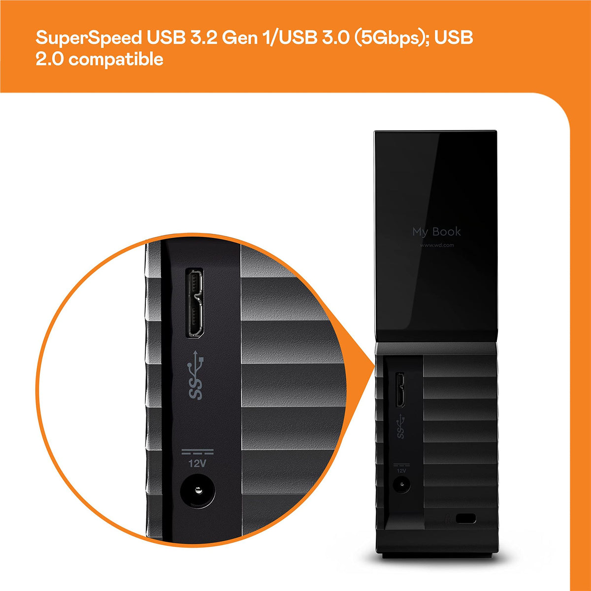 WD My Book 24To USB3.2 Gen 1 HDD with password protection and backup software