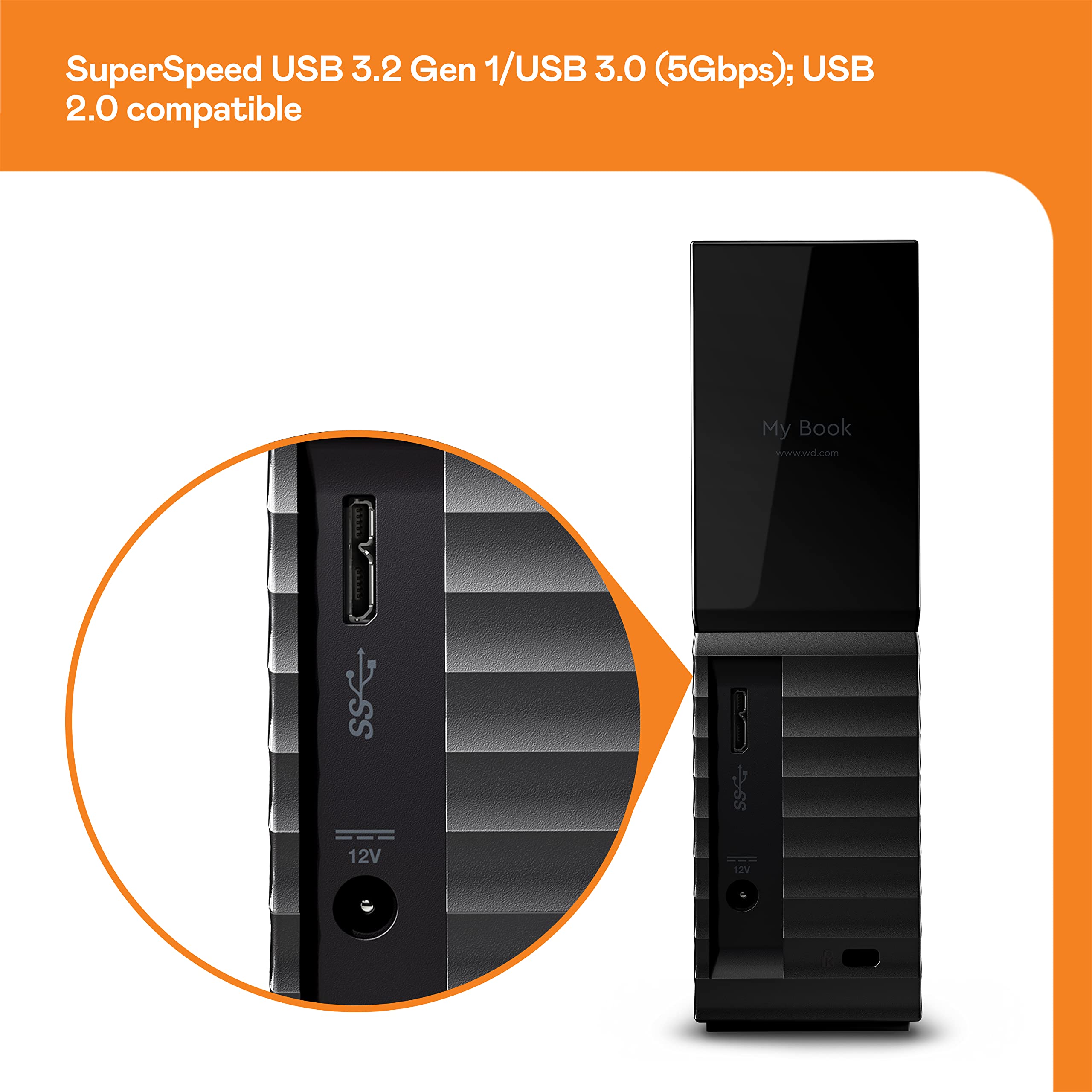 WD My Book 24To USB3.2 Gen 1 HDD with password protection and backup software
