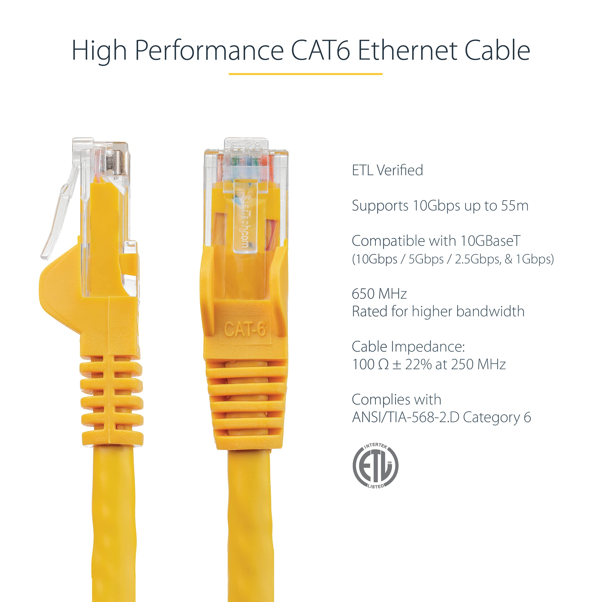 2m Yellow Snagless UTP Cat6 Patch Cable