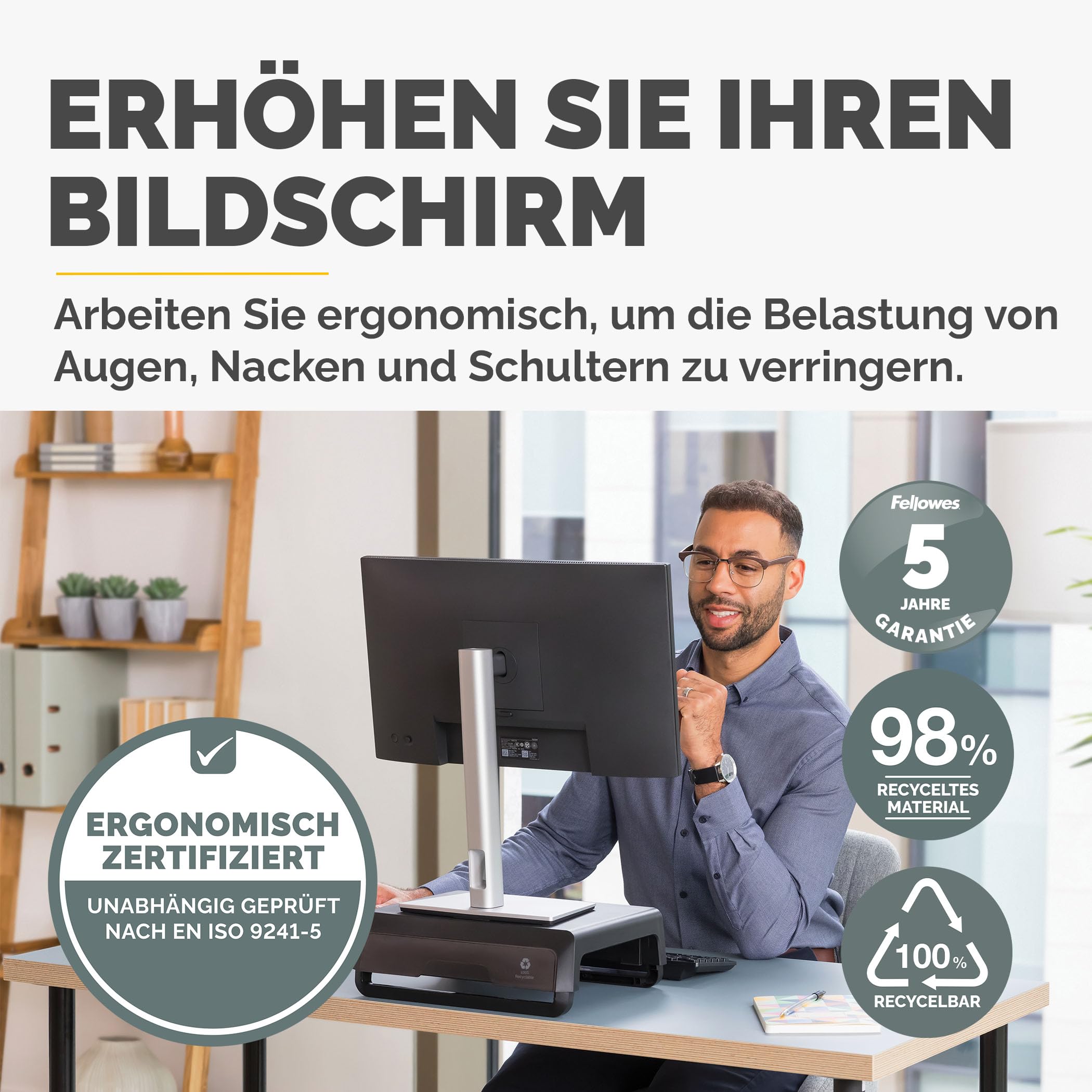 FELLOWES Monitor Support Breyta Black