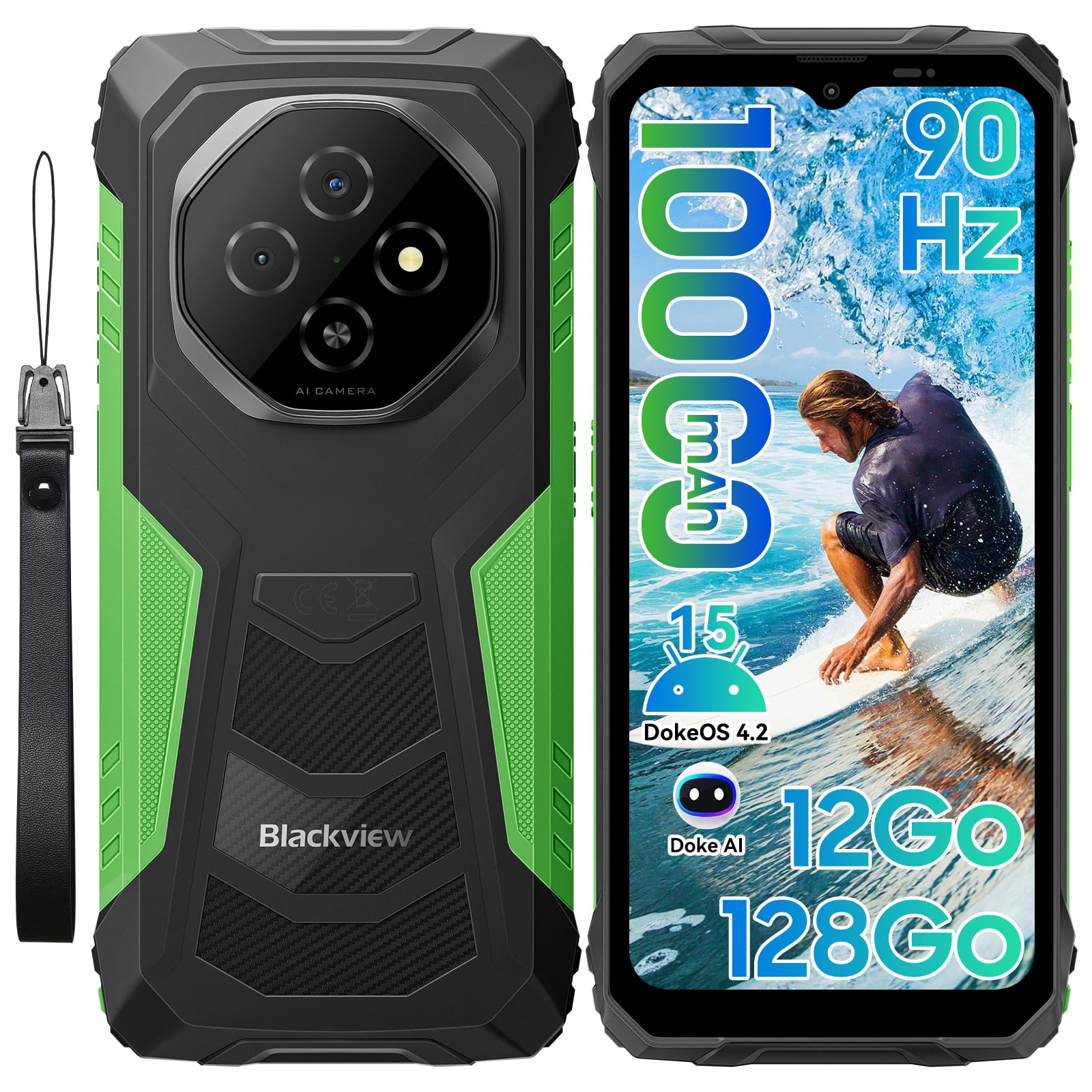 Blackview FORT 1 (6.56'' -  NFC - 128 Go, 4 Go de RAM - 10000mAh) Vert