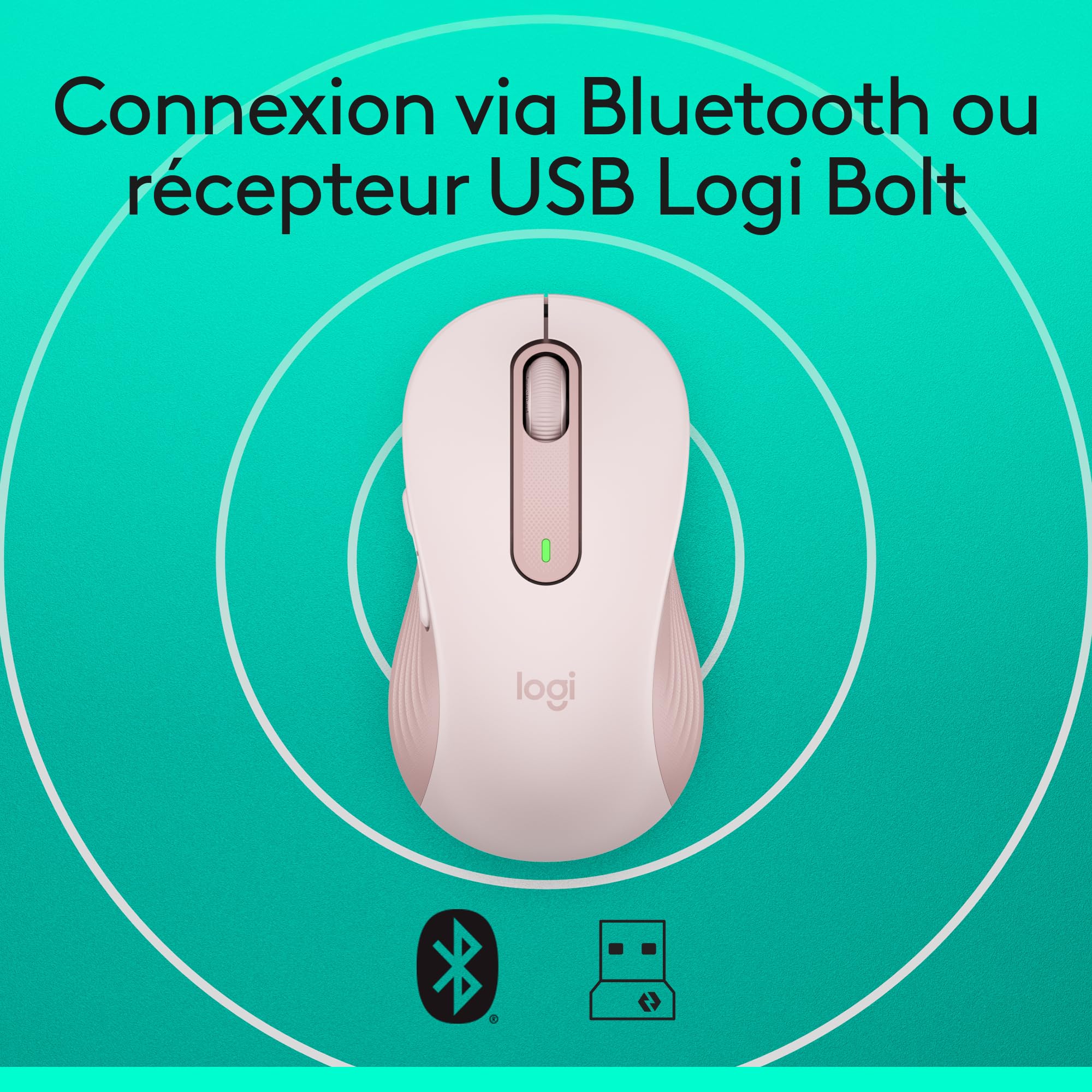 LOGITECH Signature M650 Mouse optical 5 buttons wireless Bluetooth 2.4 GHz Bolt USB receiver rose