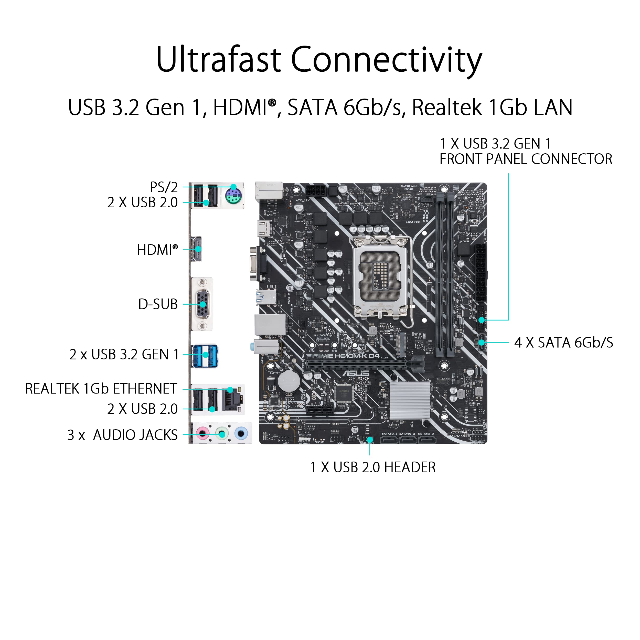 ASUS PRIME H610M-K D4 LGA1700 DDR4 mATX MB