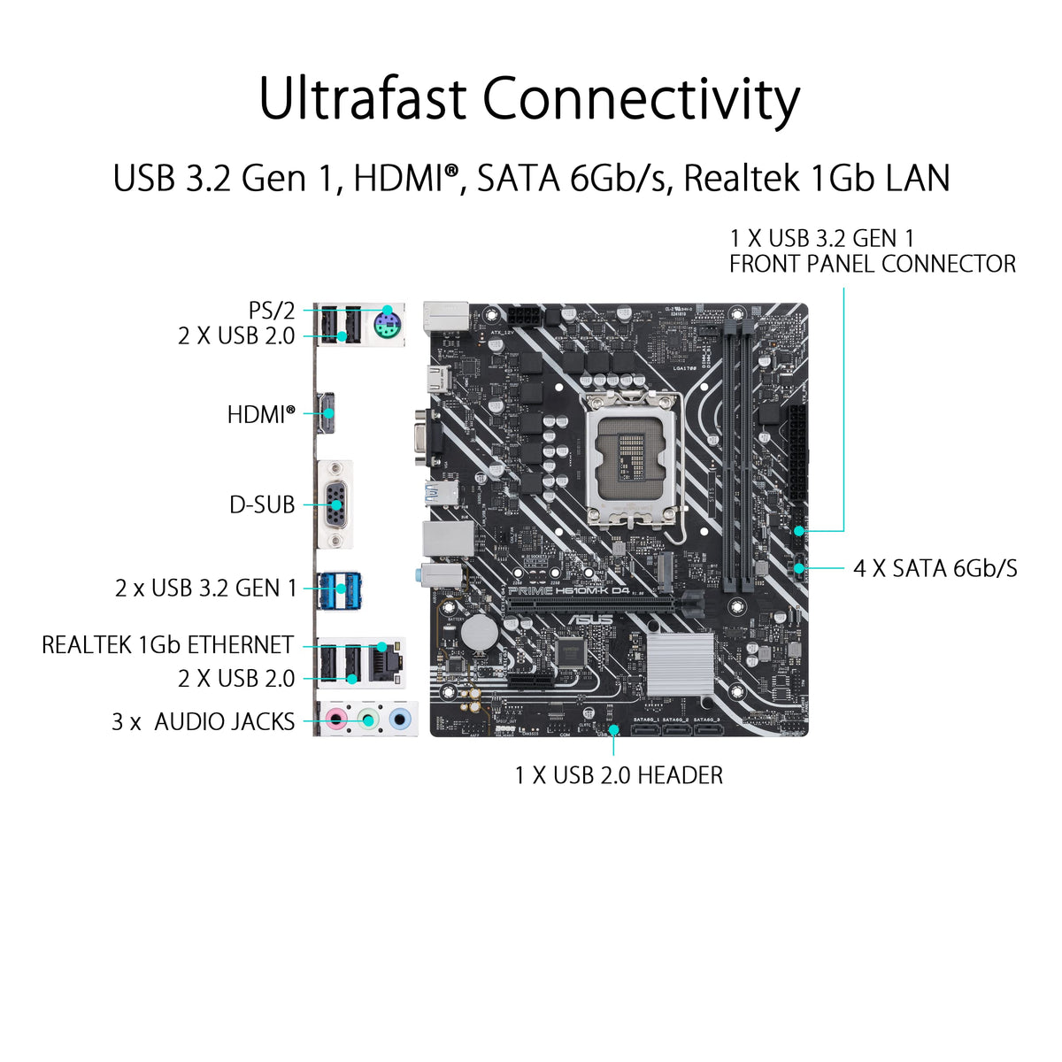 ASUS PRIME H610M-K D4 LGA1700 DDR4 mATX MB