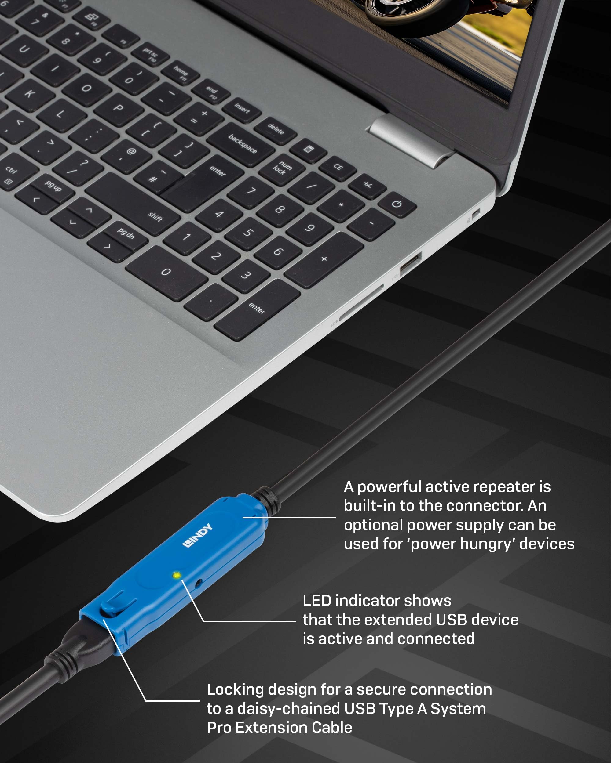 LINDY 8m USB 3.2 Gen 1 C/A Active Extension Pro