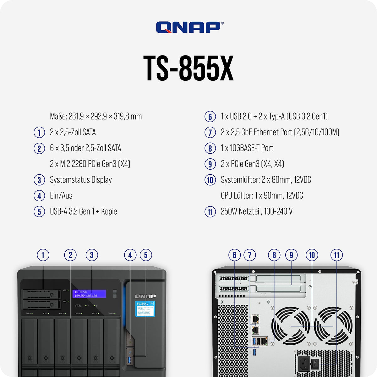 8-Bay NAS Intel Atom C5125 8GB RAM