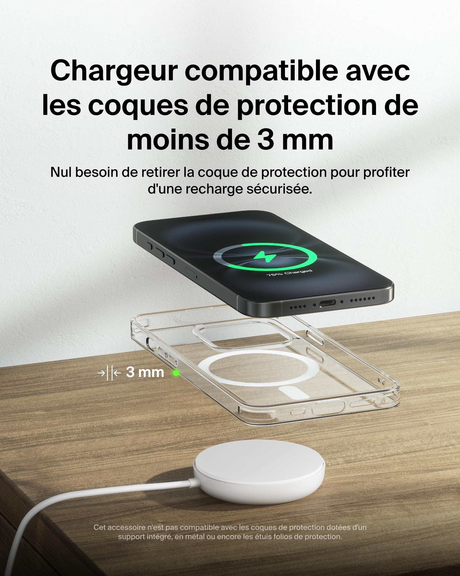 BELKIN BOOST CHARGE Qi2 15w Magnetic Pad White w/o PSU