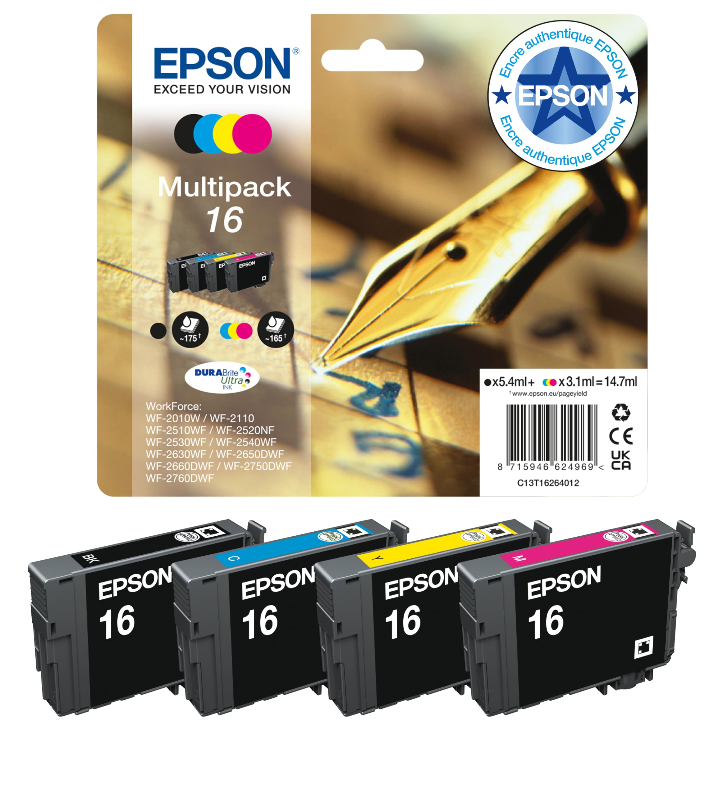 EPSON 2LB 16 ink cartridge black and tri-colour standard capacity 14.7ml 1-pack RF-AM blister w/s