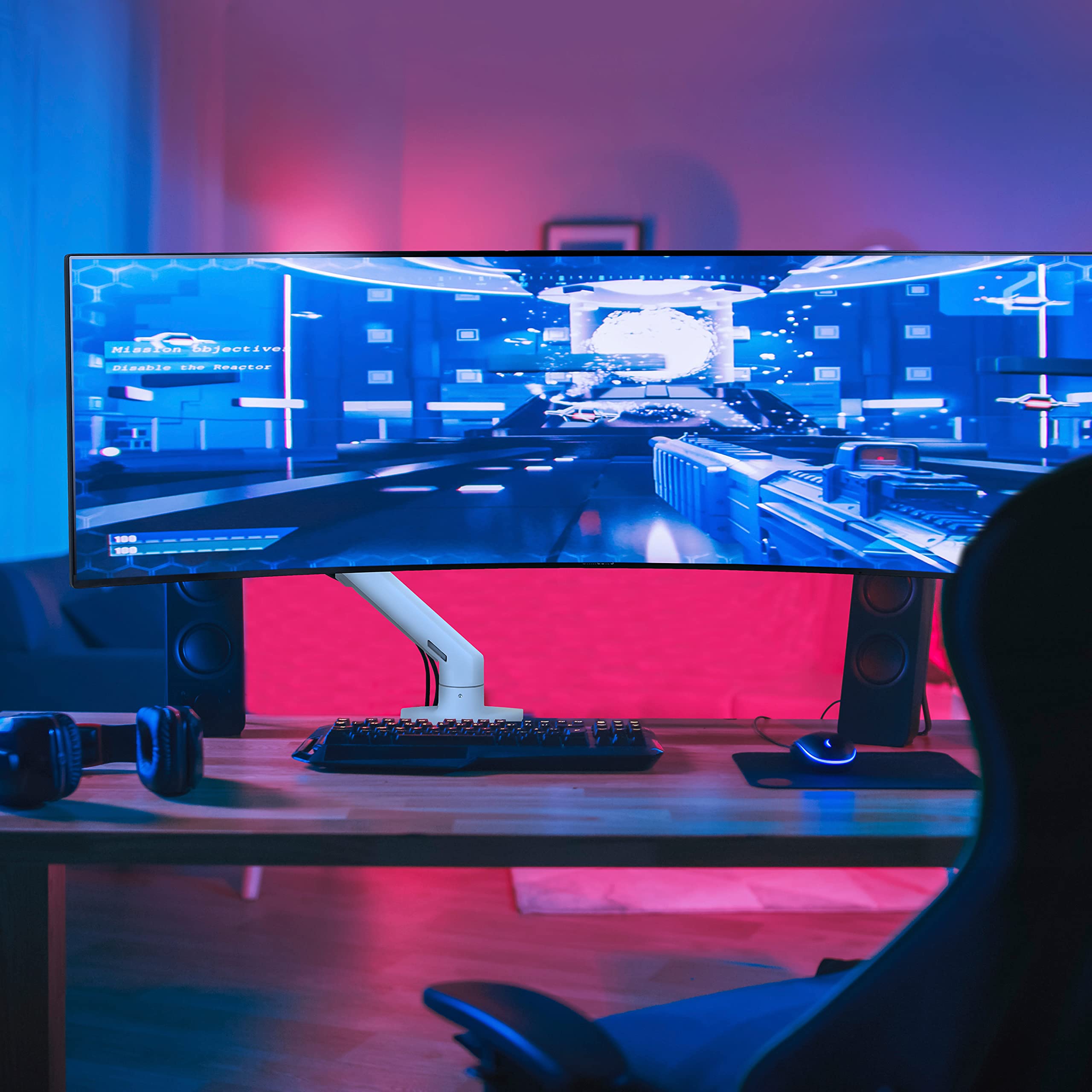 HX Desk Monitor Arm+HD Pivot White