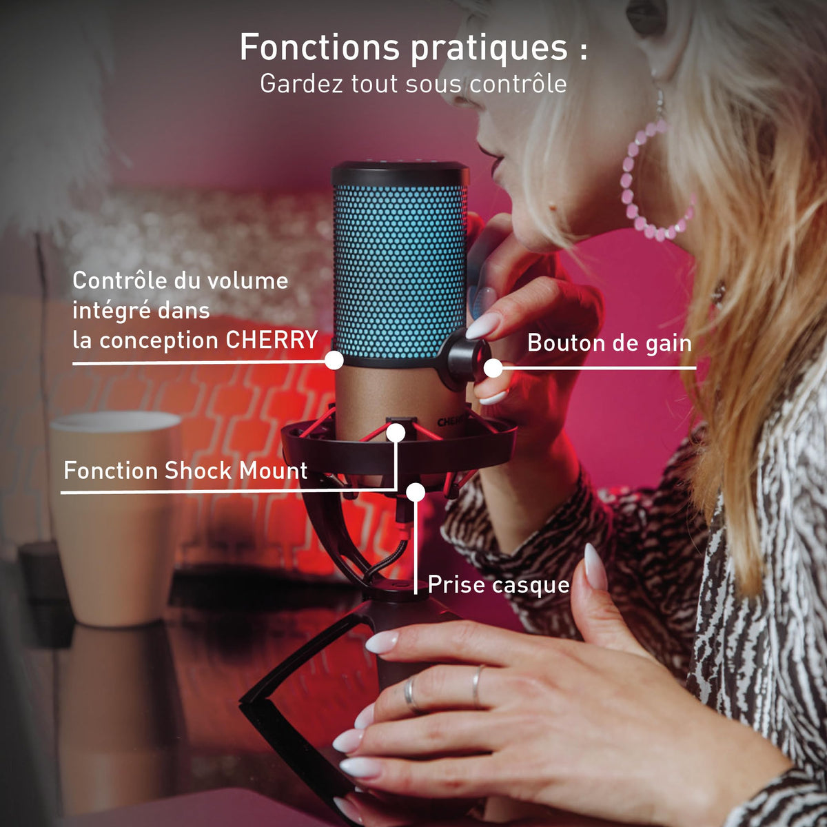 CHERRY Microphone UM 9.0 PRO RGB USB omnidirectionnel