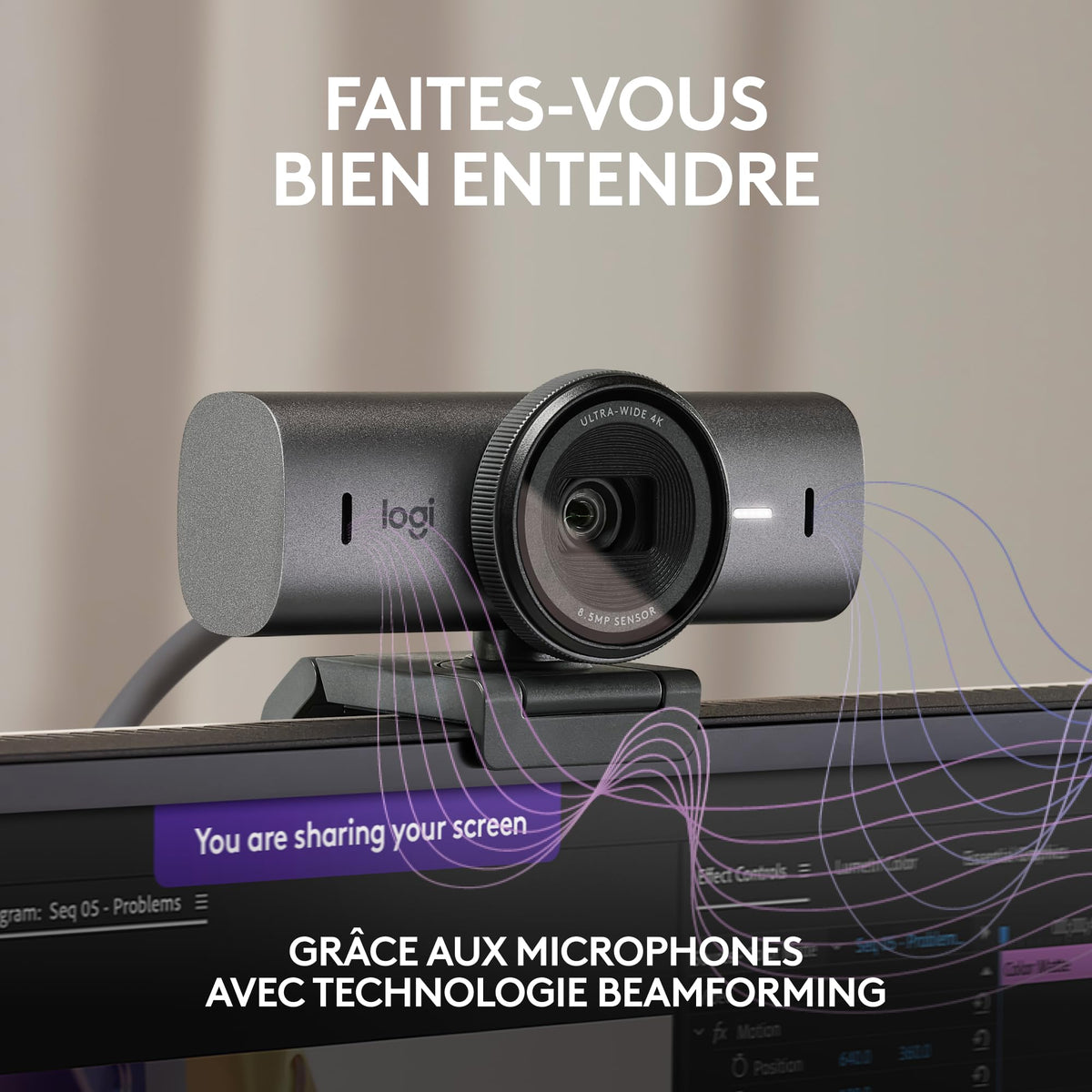 LOGITECH Master Series MX Brio Live streaming camera colour 8.5 MP 3840 x 2160 1080p 4K audio wired USB-C