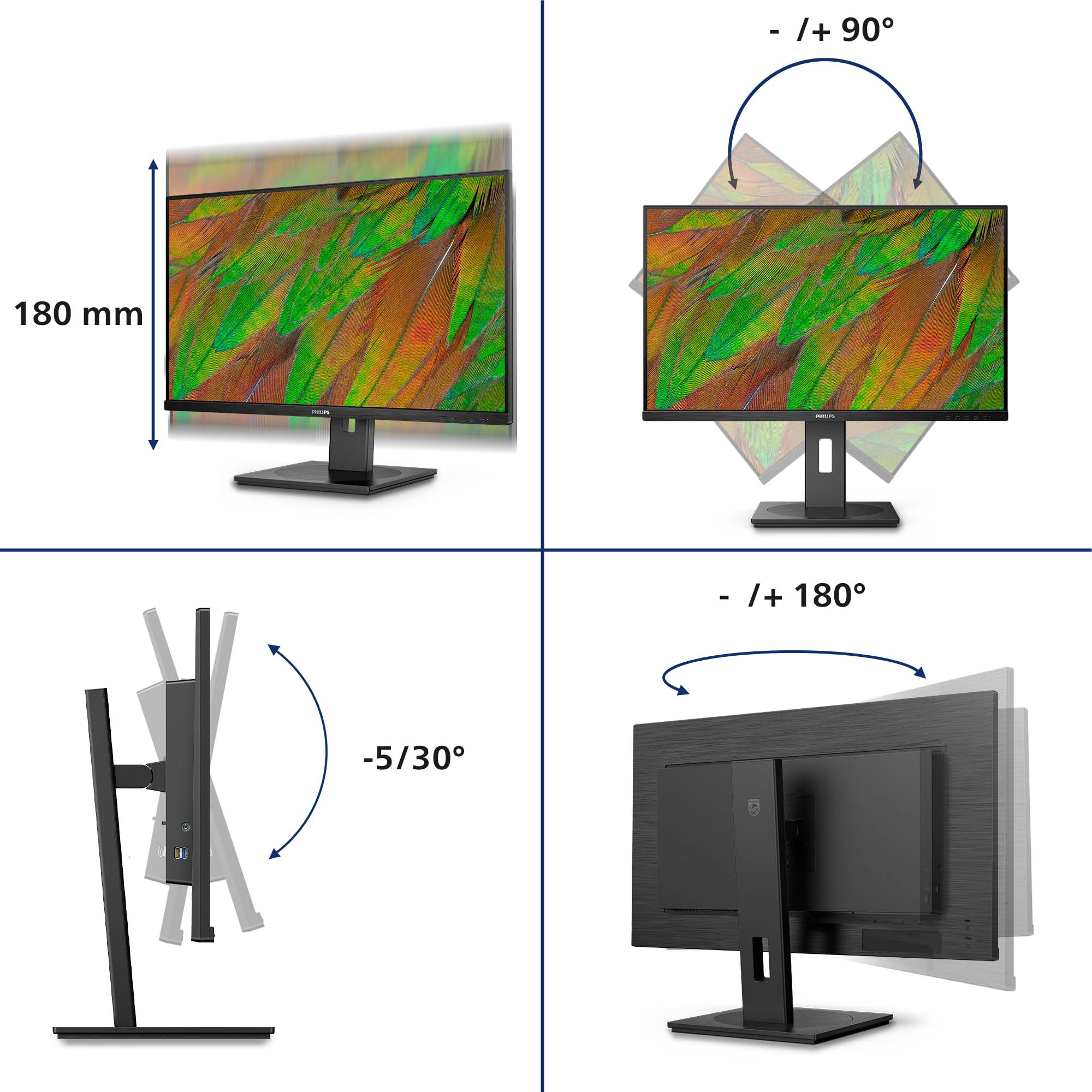 PHILIPS 32B1U3900/00 Ecran 31.5p UHD LED 16:9 VA 60Hz 2xHDMI 2.0 DP 1.4 UBS-C
